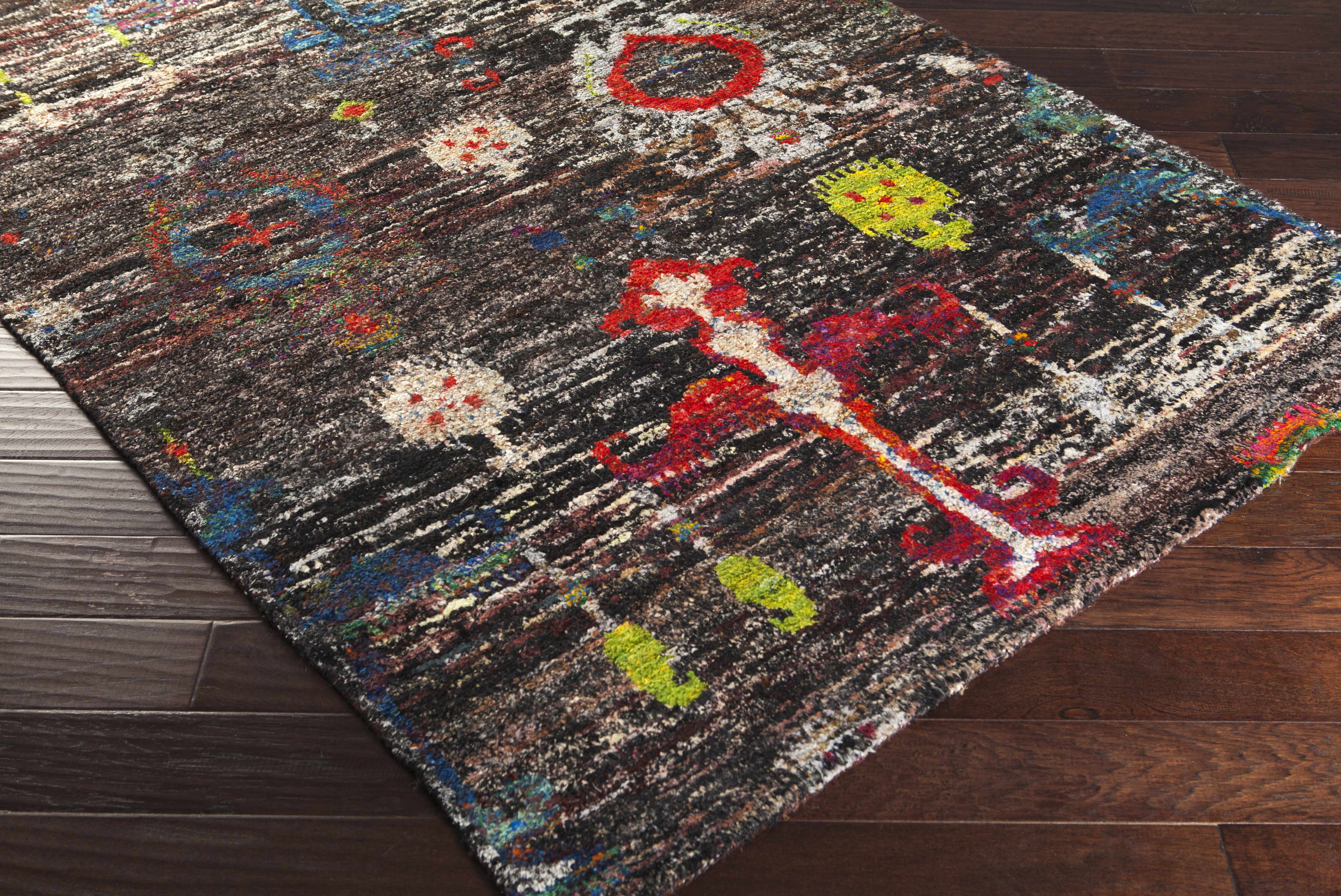 Macy 5x8 Handmade Black Silk Carpet - Clearance - Image 2