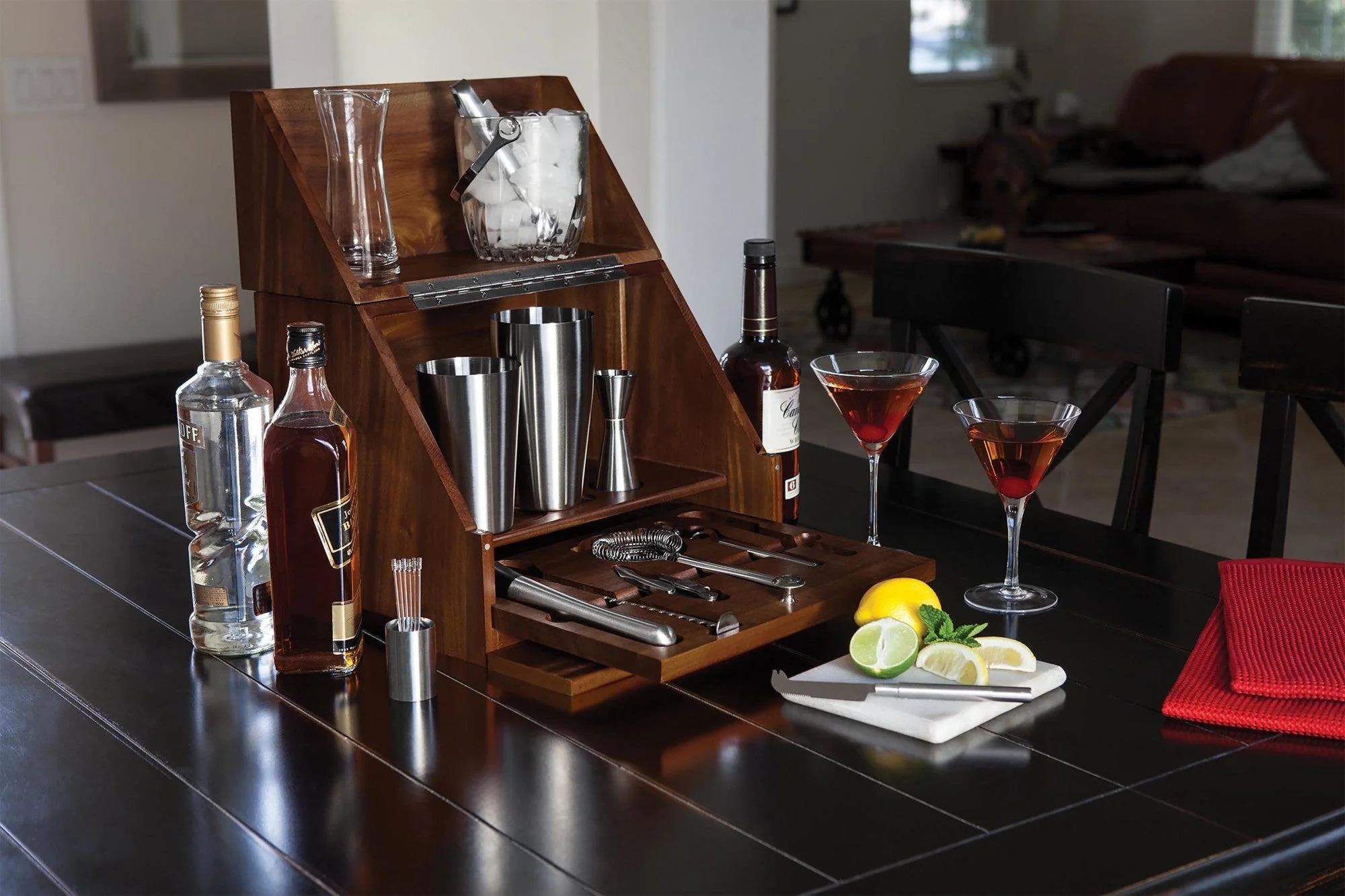 Madison Acacia Tabletop Bar Set - Image 5