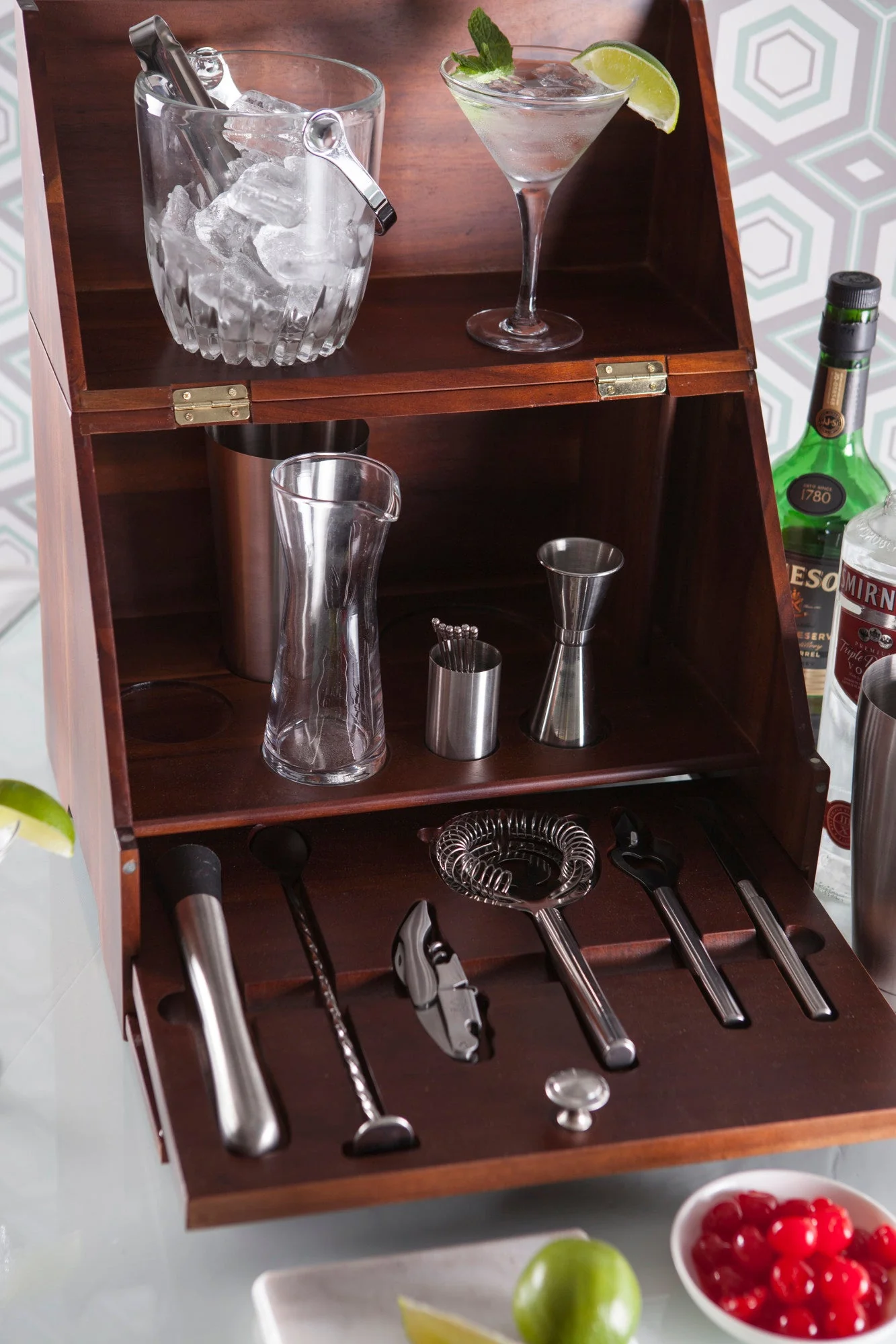 Madison Acacia Tabletop Bar Set - Image 8