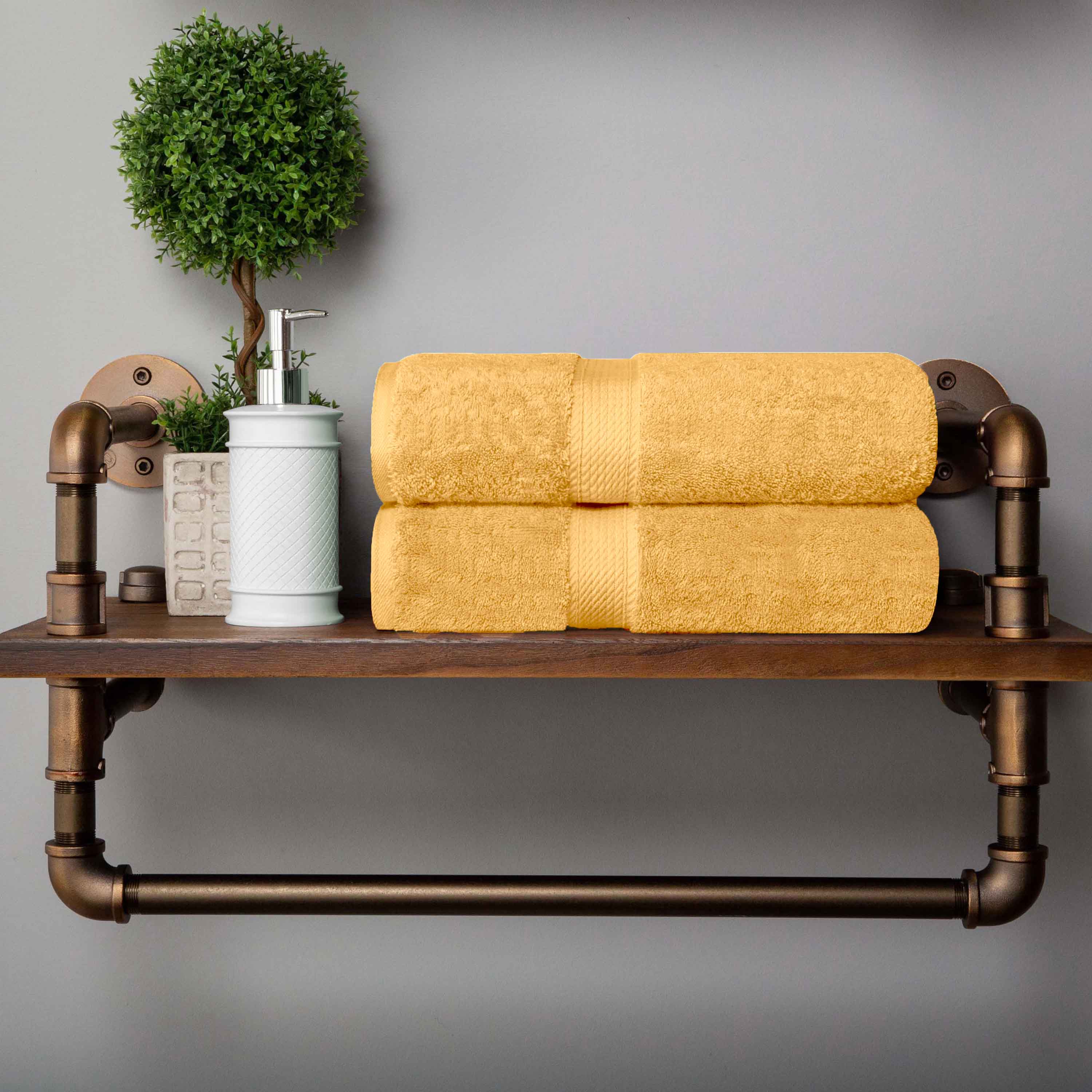 Madison Egyptian Cotton Plush Thick Absorbent Bath Towel Set of 2 - Image 4