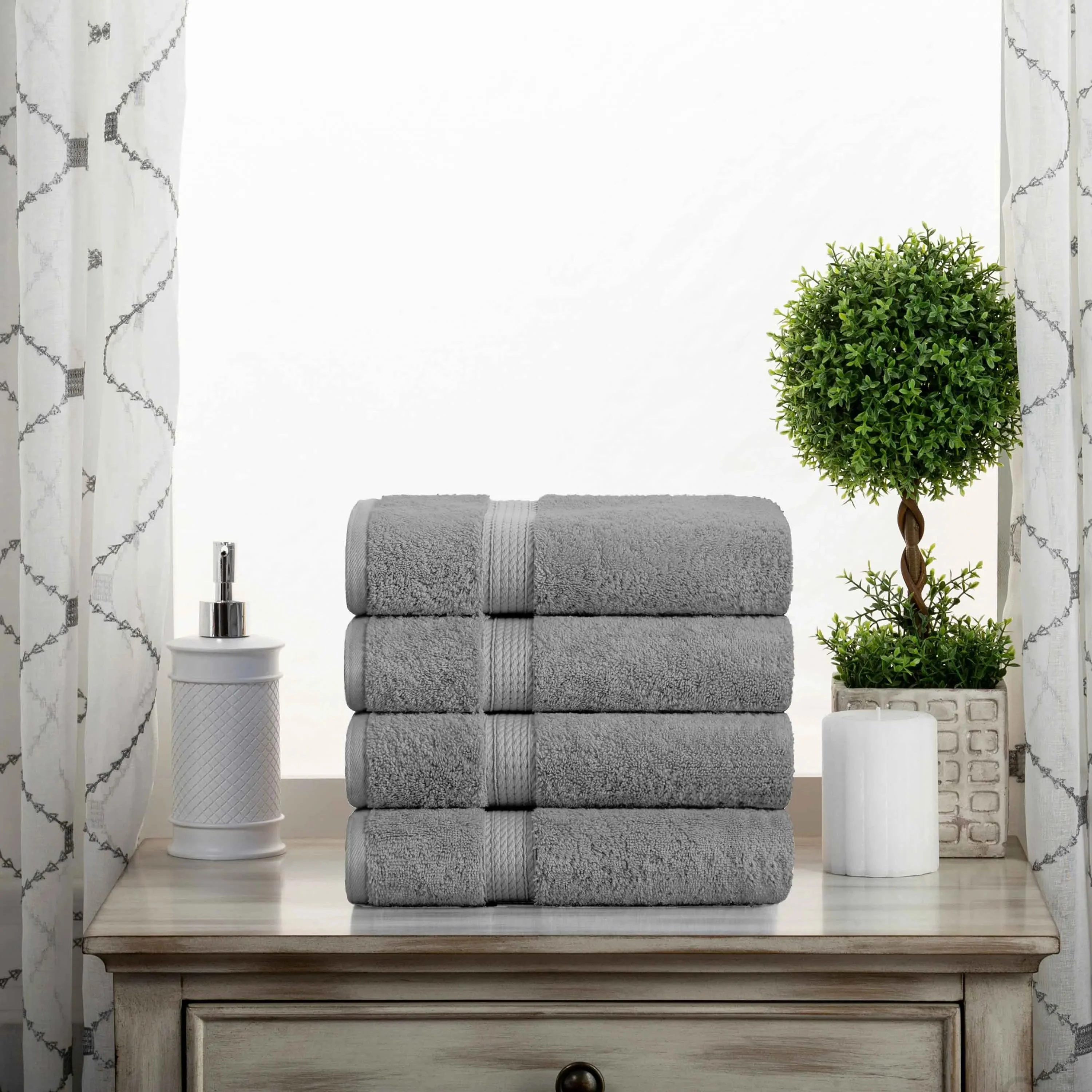 Madison Egyptian Cotton Plush Thick Absorbent Hand Towel Set of 4 - Image 2