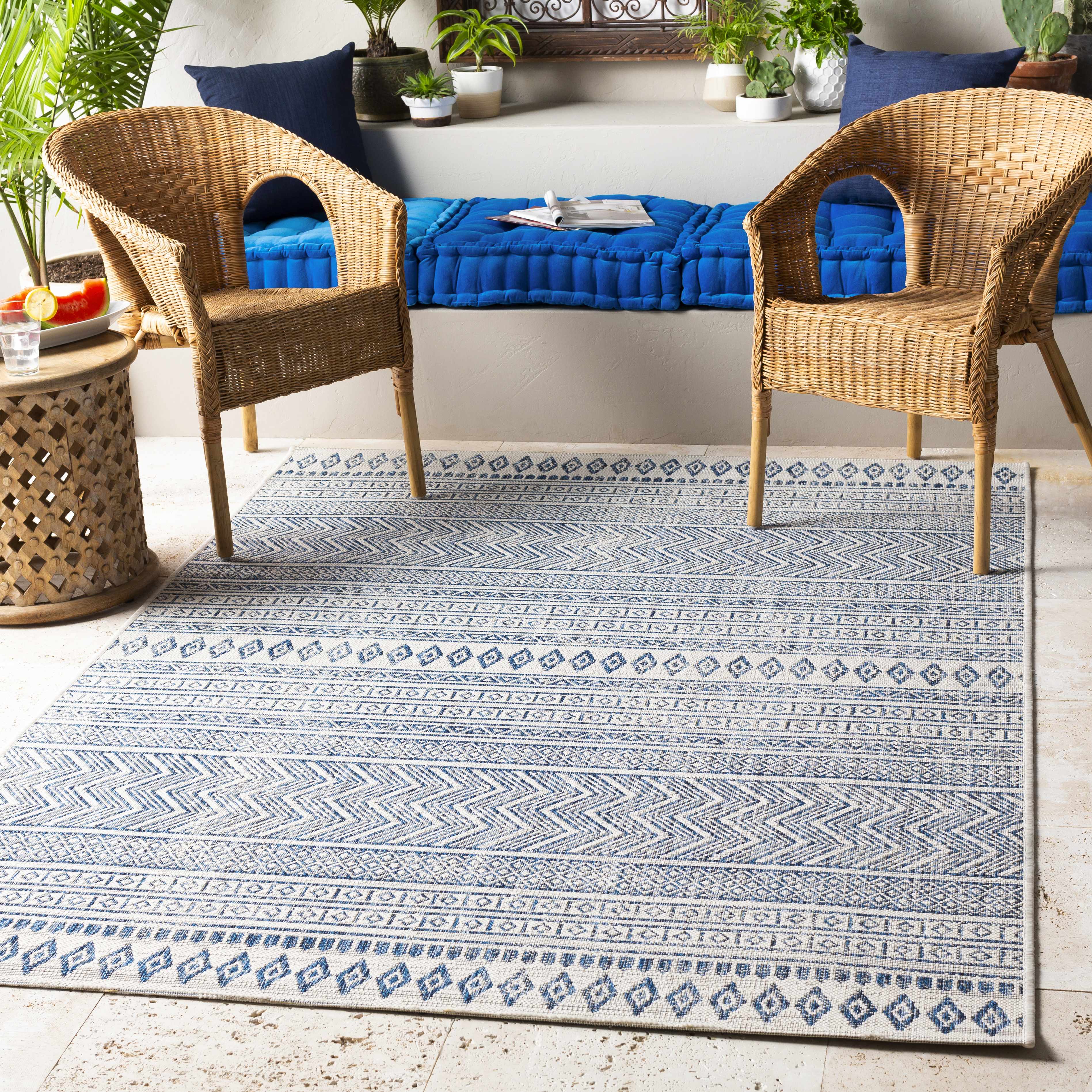 Madras Light Blue Green All Over Performance Area Rug - Image 2