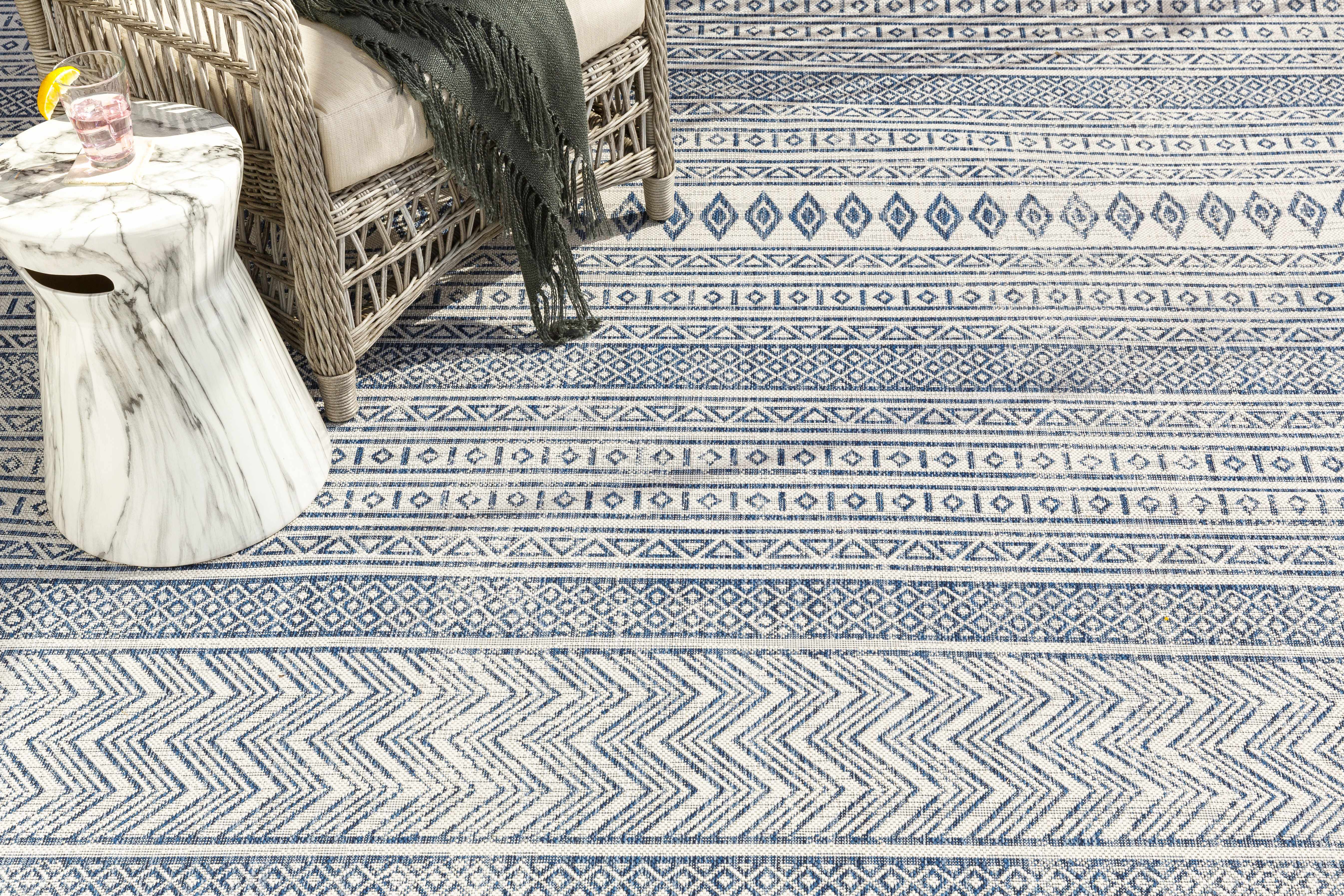 Madras Light Blue Green All Over Performance Area Rug - Image 20