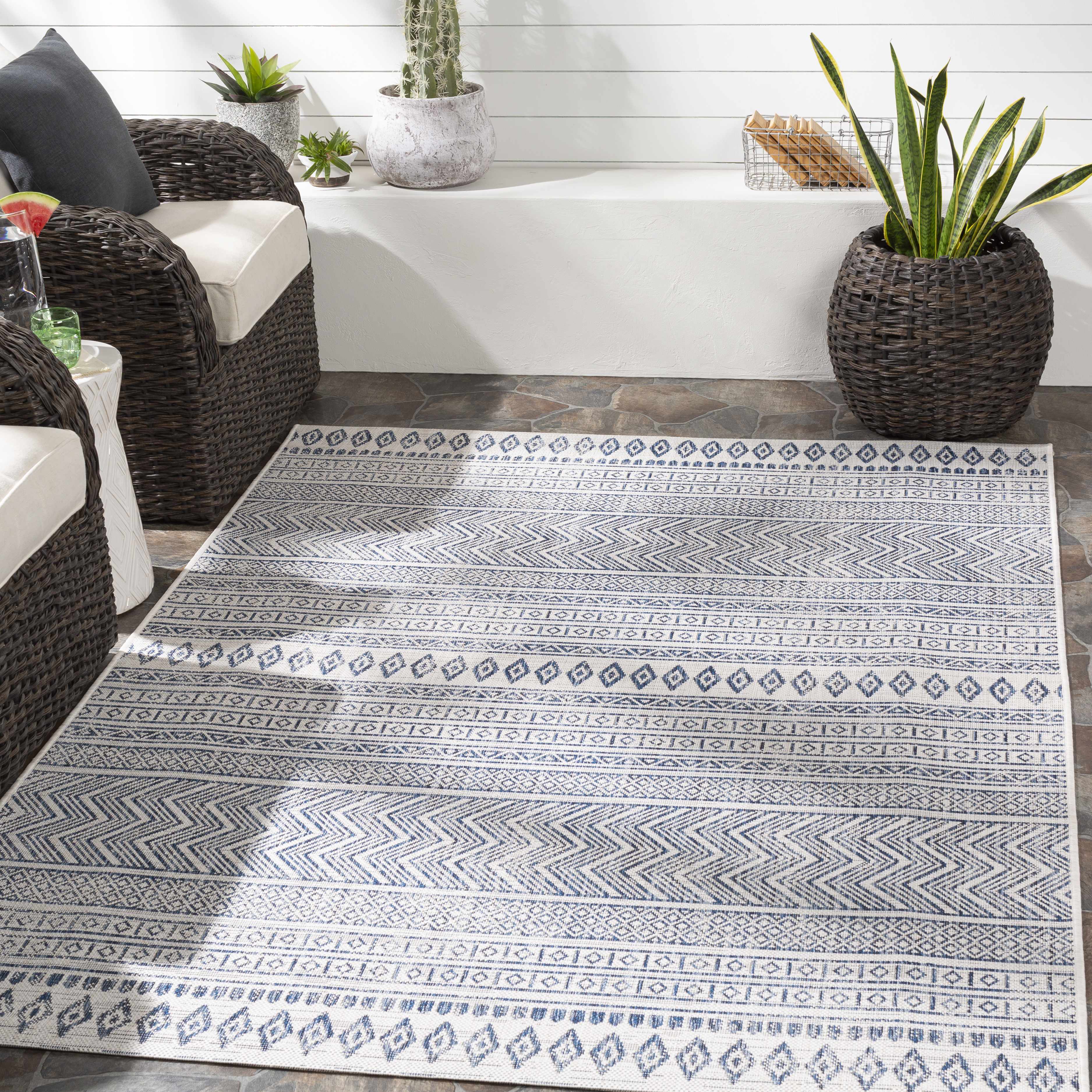 Madras Light Blue Green All Over Performance Area Rug - Image 4