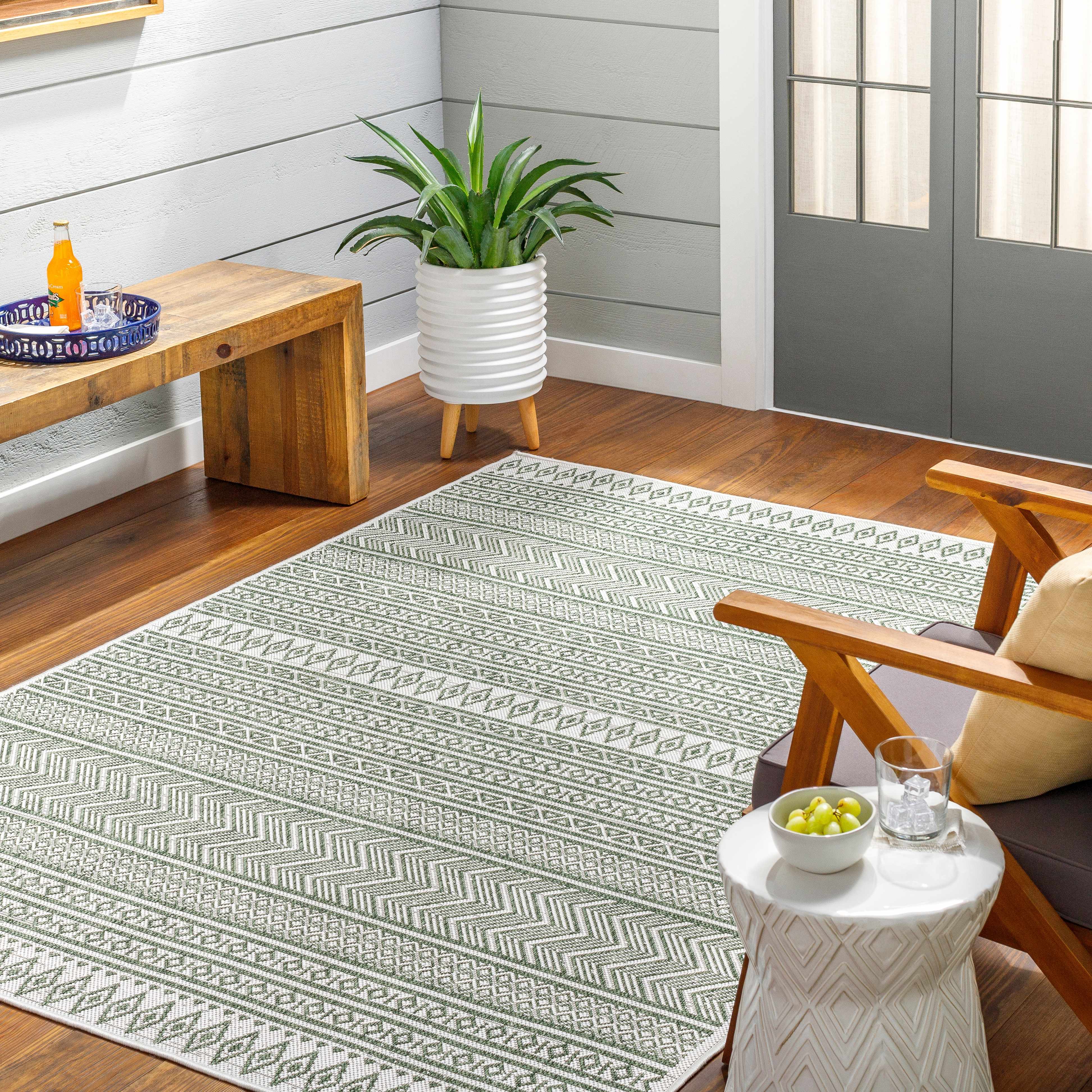 Madras Natural Gray Green All Over Performance Area Rug - Image 2