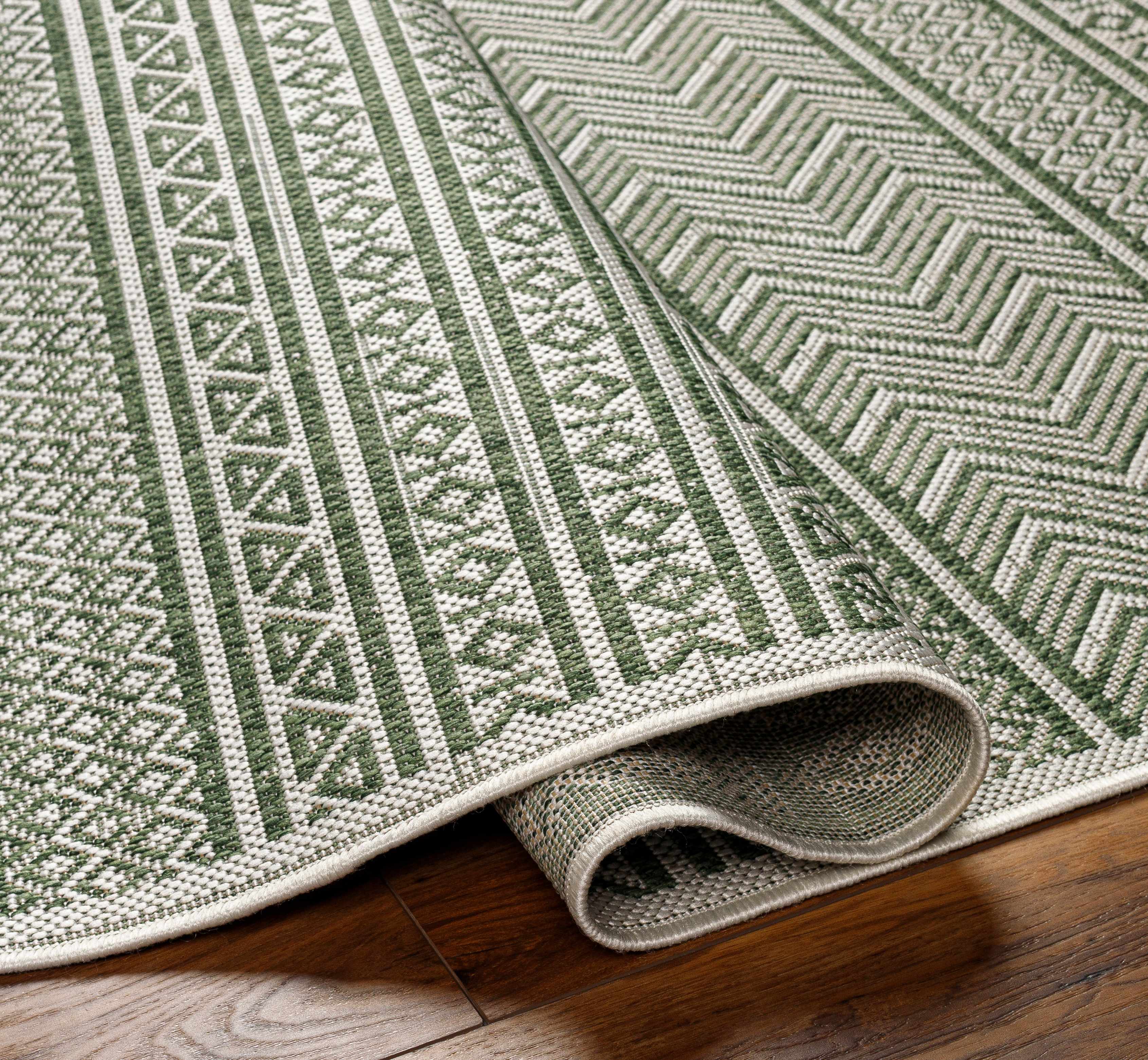 Madras Natural Gray Green All Over Performance Area Rug - Image 5