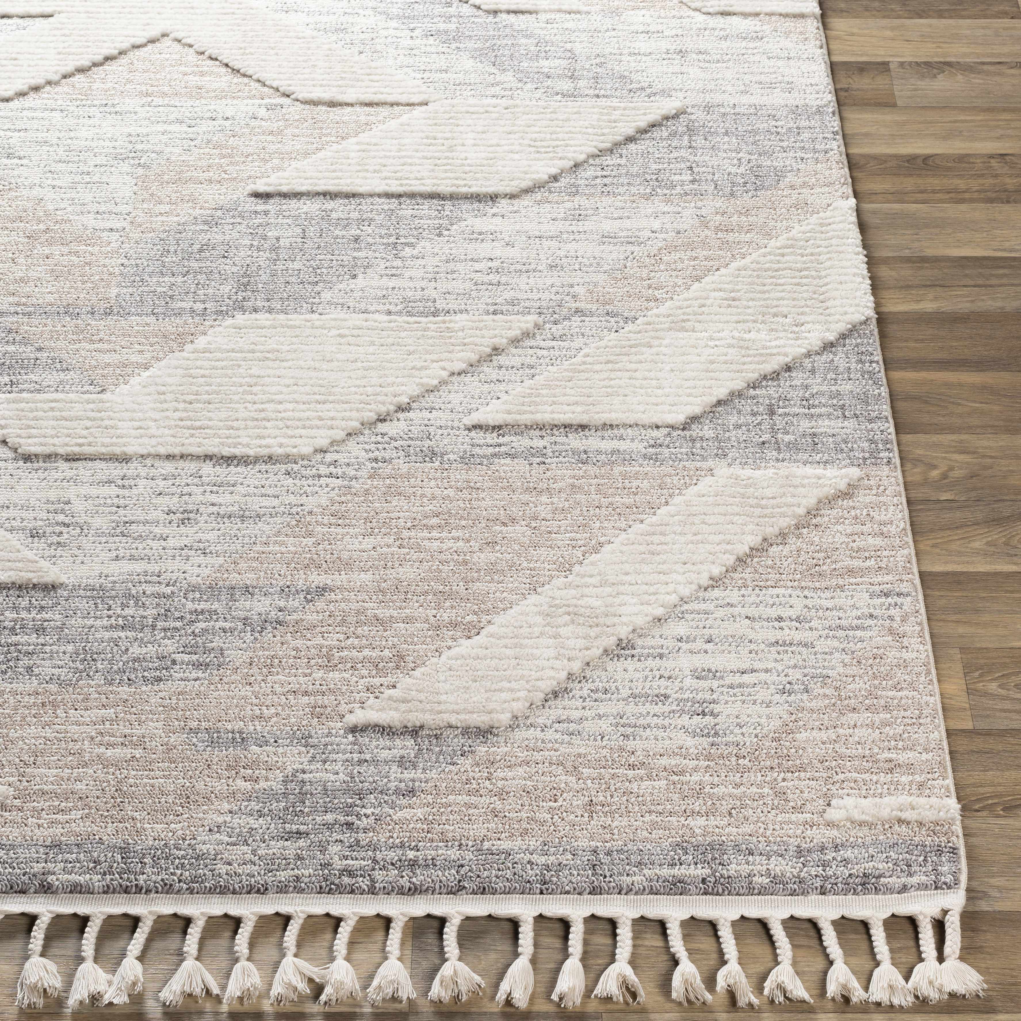 Magazine Geometric High/Low Pile Rug with Tassels - Clearance - Image 3