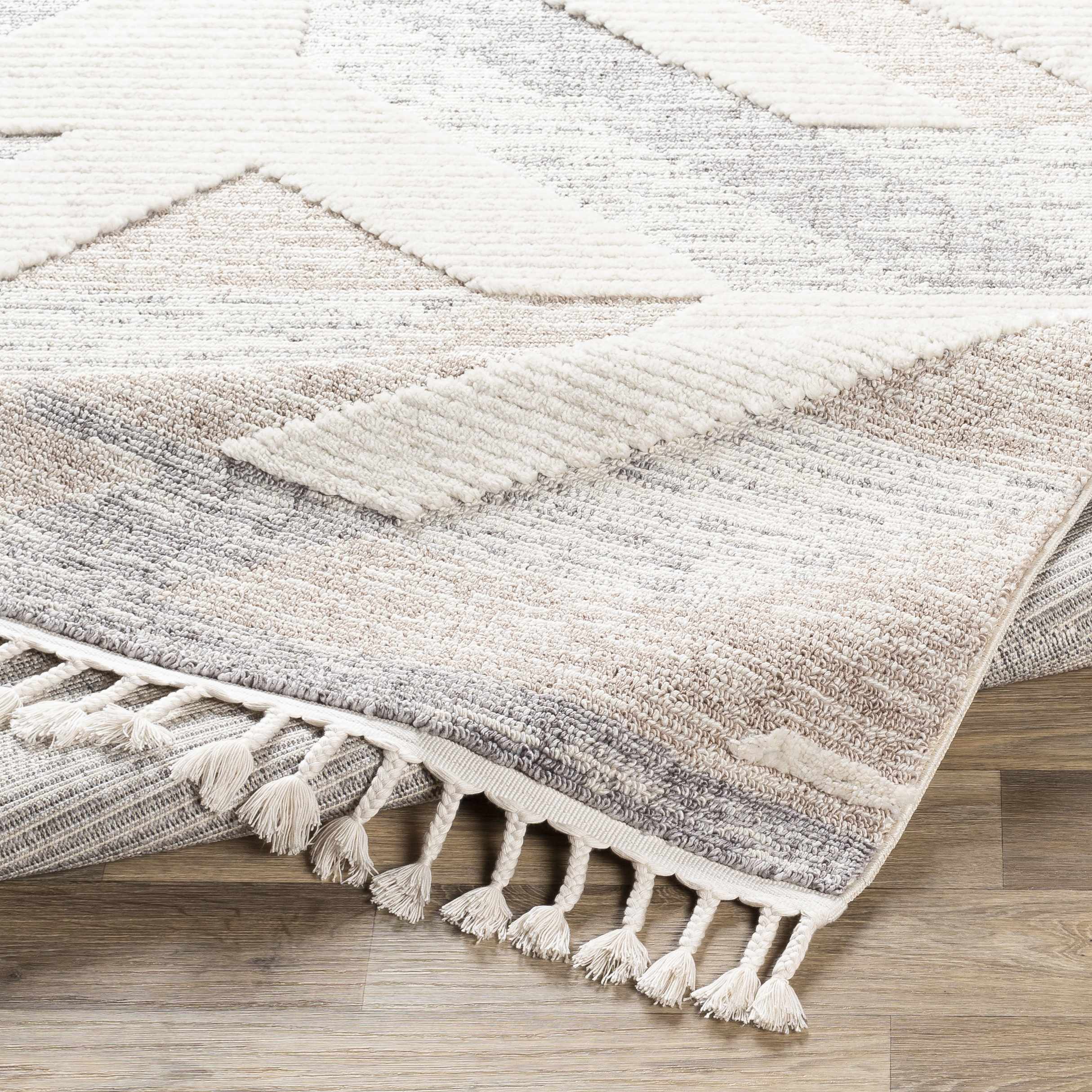 Magazine Geometric High/Low Pile Rug with Tassels - Clearance - Image 4