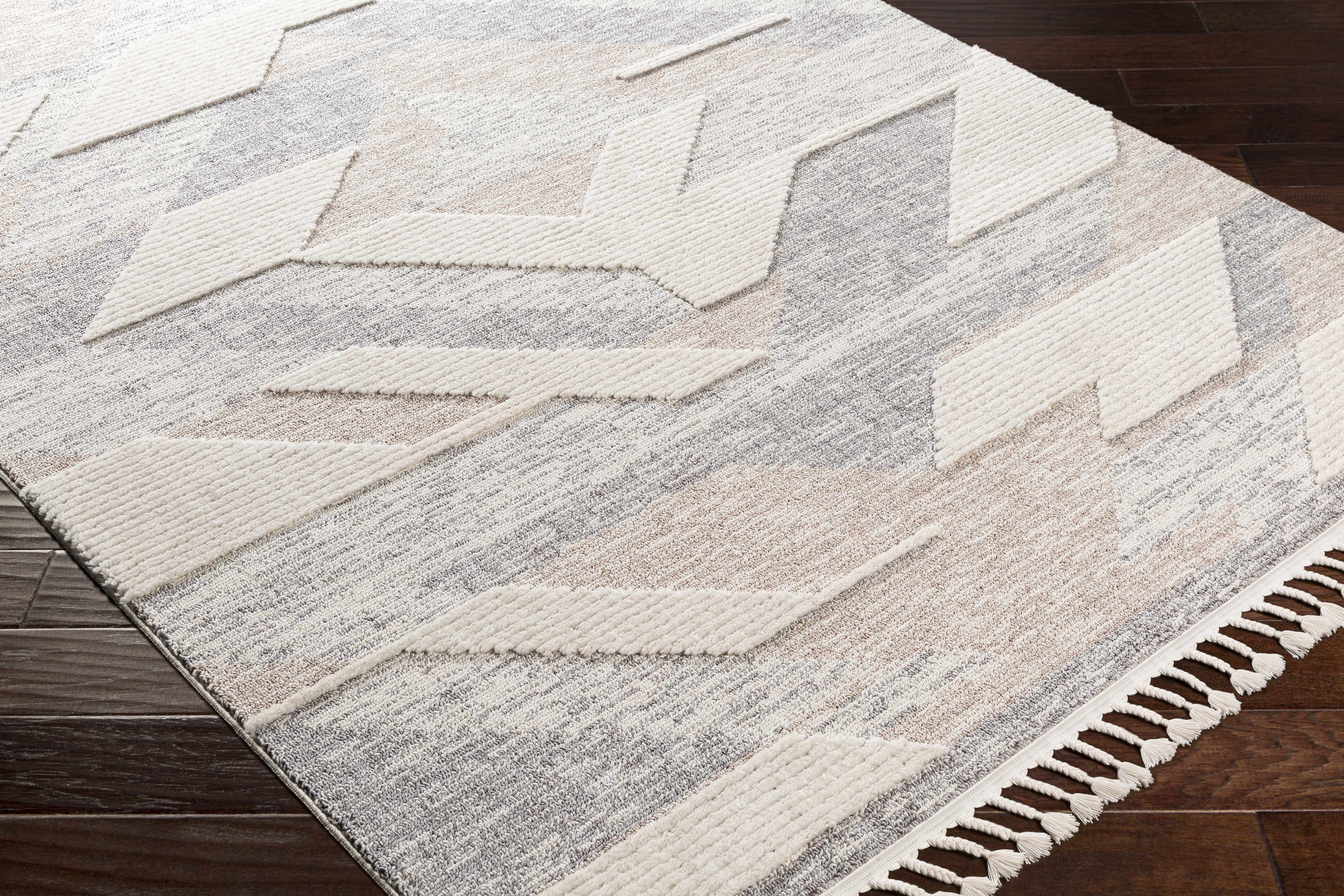 Magazine Geometric High/Low Pile Rug with Tassels - Clearance - Image 6