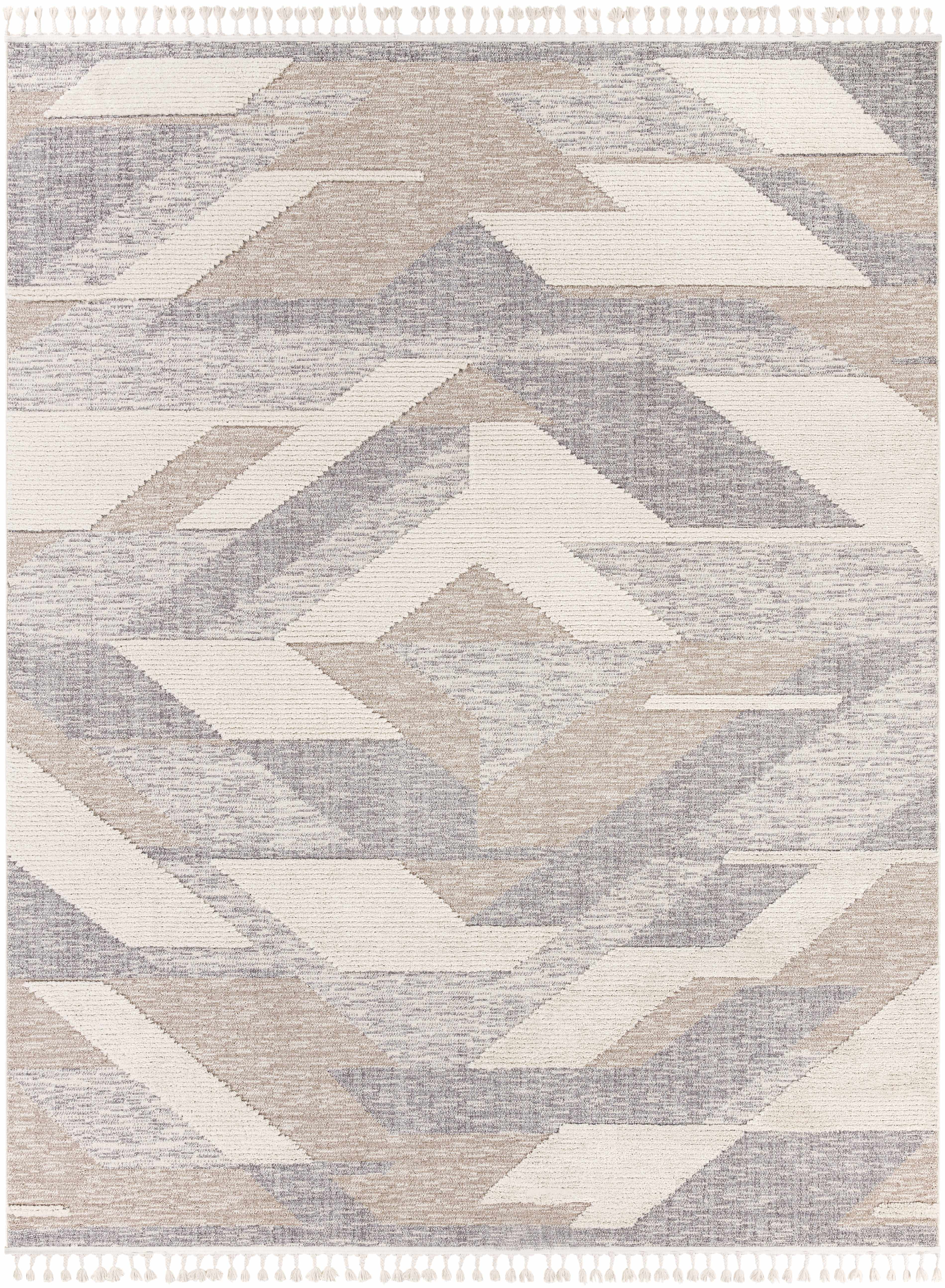 Magazine Geometric High/Low Pile Rug with Tassels - Clearance - Image 8