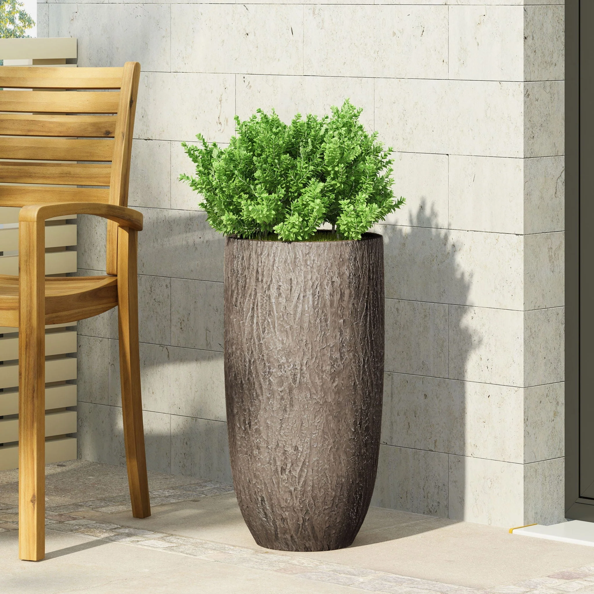 Magnesium Oxide Planter For Outdoor Use - Natural Wood - Image 3