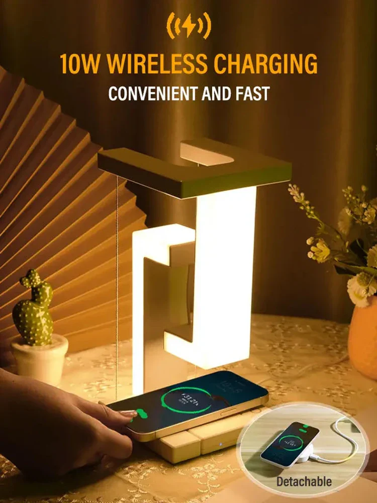 Magnetic Balance LED Desk Lamp Wireless Charger Creative Night Light Decor - Image 4