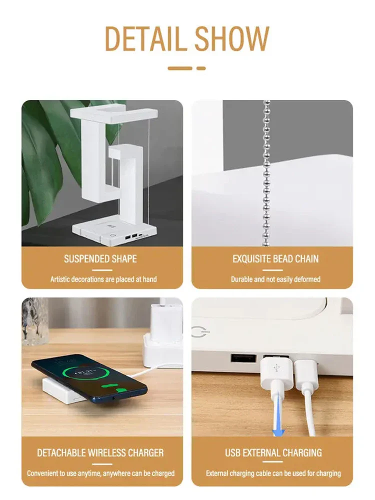 Magnetic Balance LED Desk Lamp Wireless Charger Creative Night Light Decor - Image 5