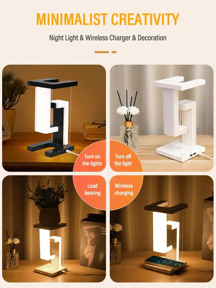 Magnetic Balance LED Desk Lamp Wireless Charger Creative Night Light Decor - Image 6