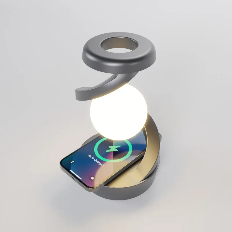 Magnetic Floating Table Lamp with 15W Wireless Charger RGB LED Night Light - Image 10