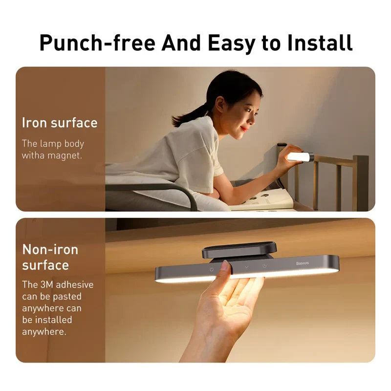 Magnetic Hanging Desk Lamp Rechargeable LED Stepless Dimming Study Work Light - Image 2