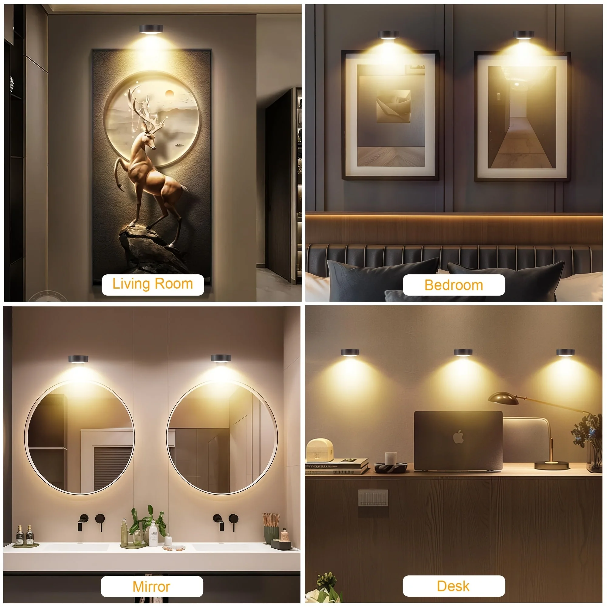 Magnetic LED Picture Lights with Remote – Dimmable Wall Art Lights Battery Powered - Image 2