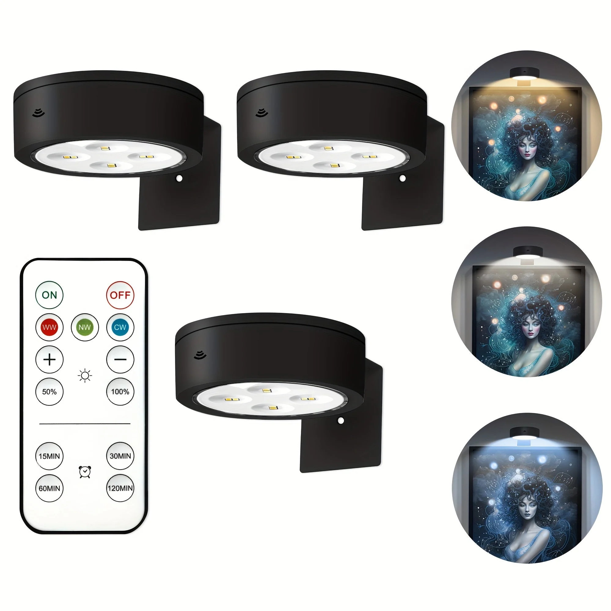 Magnetic LED Picture Lights with Remote – Dimmable Wall Art Lights Battery Powered - Image 8