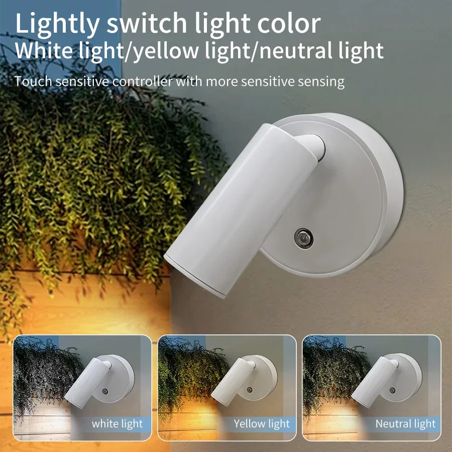 Magnetic LED Wall Light Rechargeable Touch Dimmable Cordless Bedside Lamp - Image 5