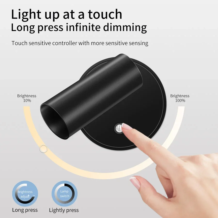 Magnetic LED Wall Light Rechargeable Touch Dimmable Cordless Bedside Lamp - Image 6