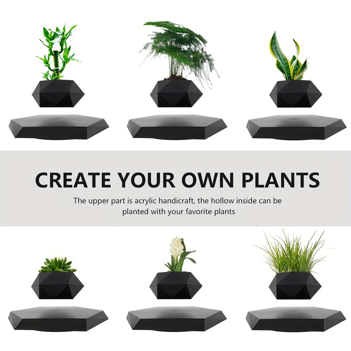Magnetic Levitating Plant Pot – Rotating Floating Geometric Bonsai Planter Indoor - Image 14