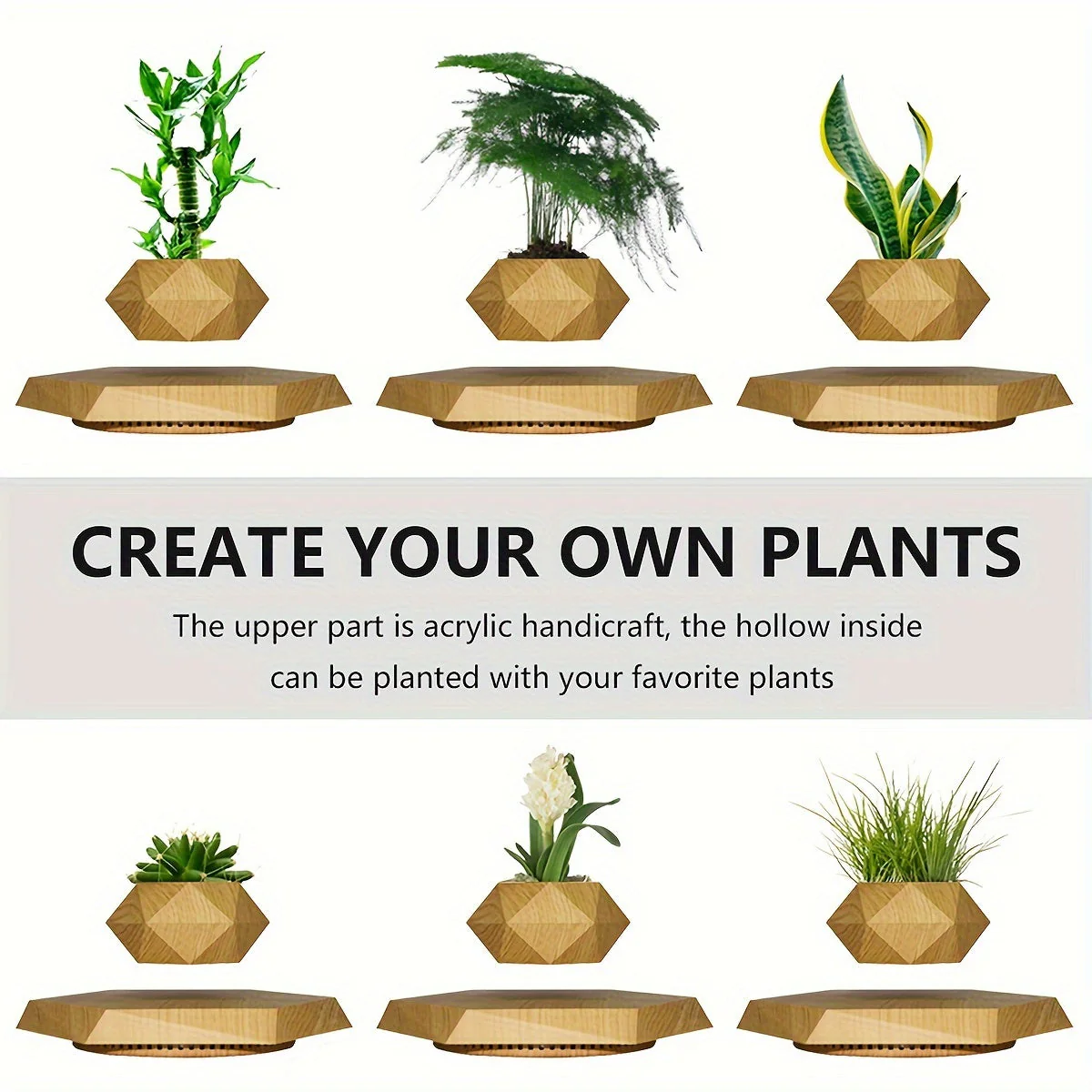 Magnetic Levitating Plant Pot – Rotating Floating Geometric Bonsai Planter Indoor - Image 9