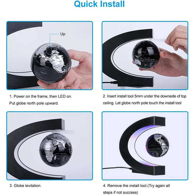 Magnetic Levitation Globe LED Floating World Map Lamp Antigravity Home Decor Gift - Image 5