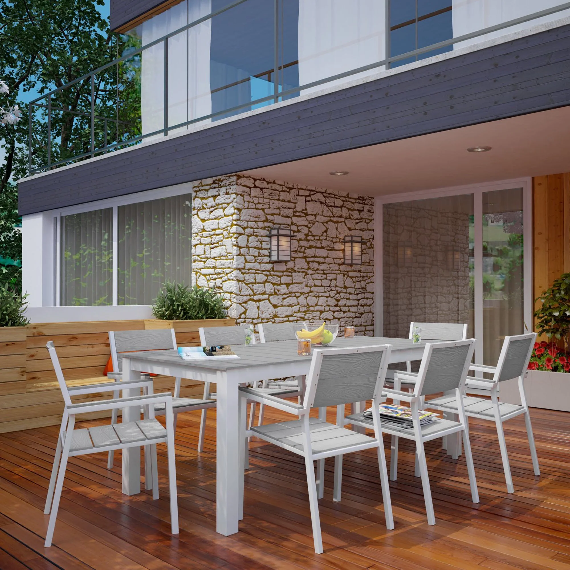 Maine 9 Piece Outdoor Patio Dining Set by Modway - Image 7
