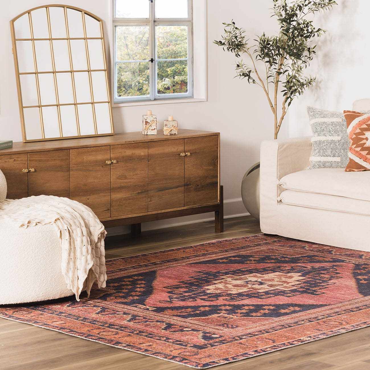 Malamote Vintage Flat Pile Washable Rug - Image 2