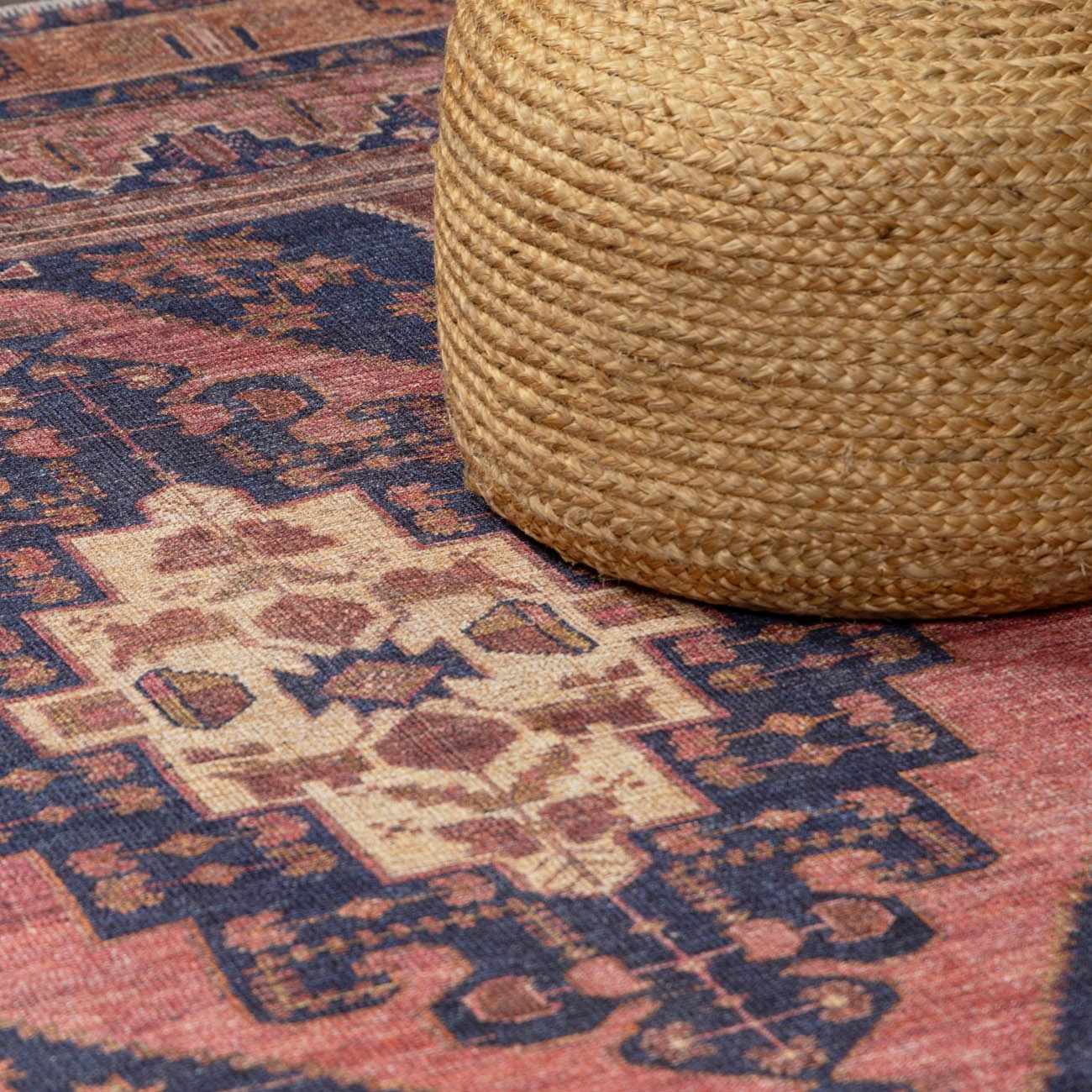 Malamote Vintage Flat Pile Washable Rug - Image 4