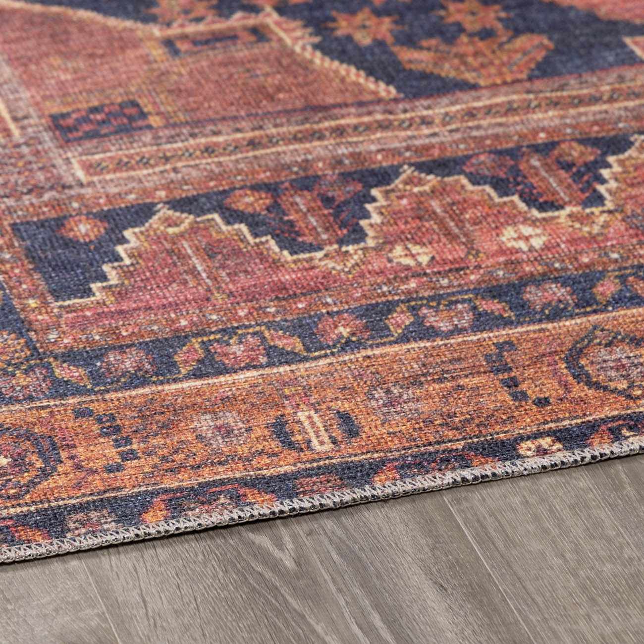 Malamote Vintage Flat Pile Washable Rug - Image 9