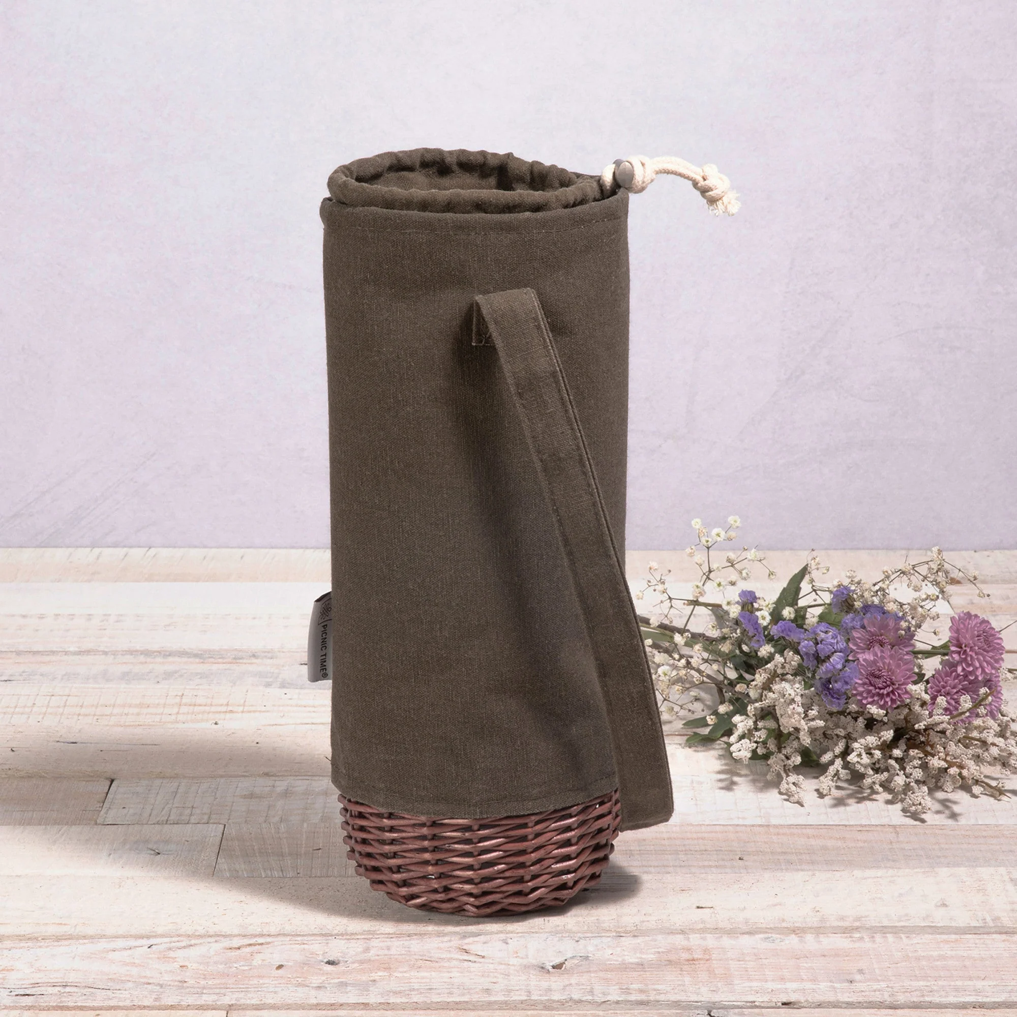 Malbec Insulated Canvas and Willow Wine Bottle Basket - Image 12