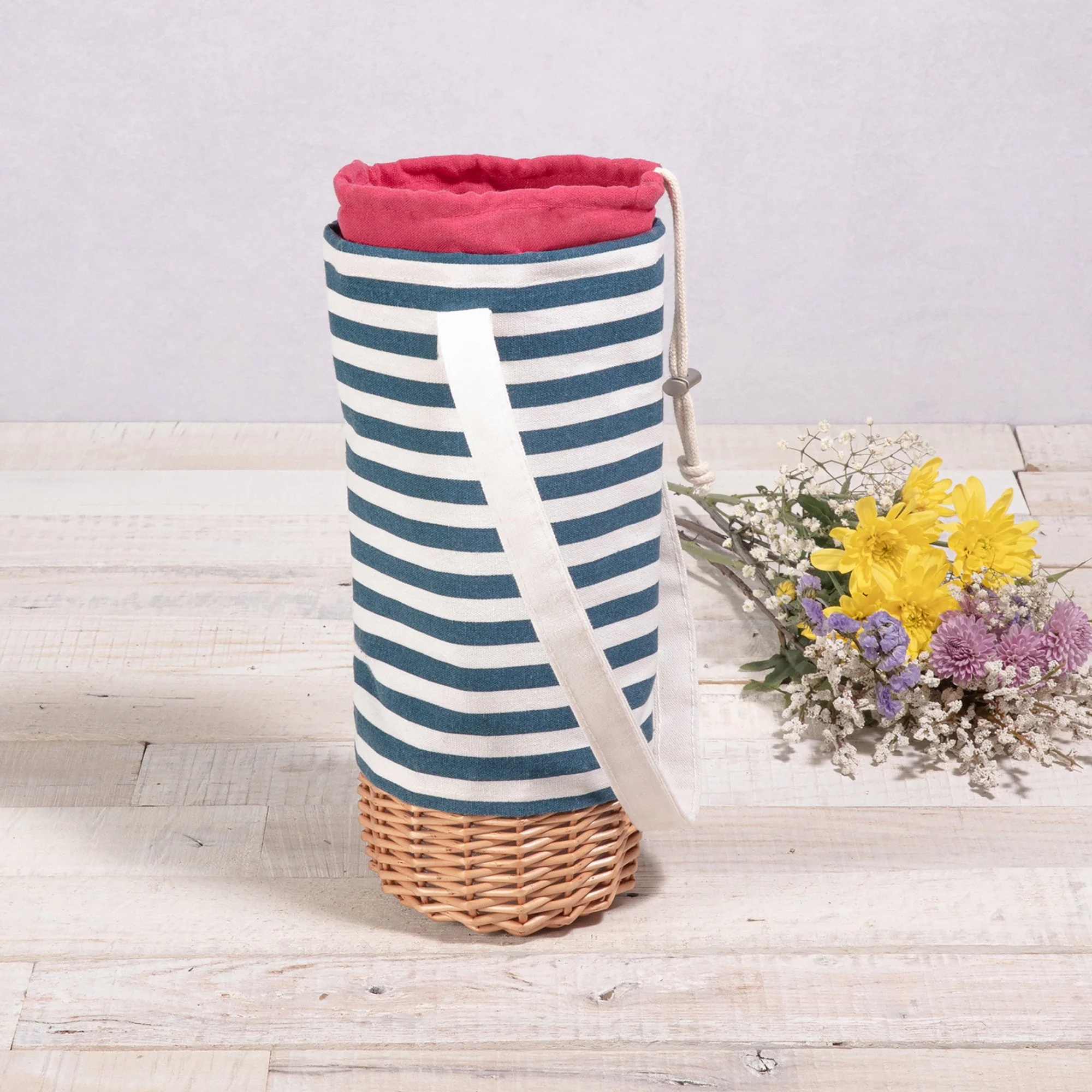 Malbec Insulated Canvas and Willow Wine Bottle Basket - Image 2