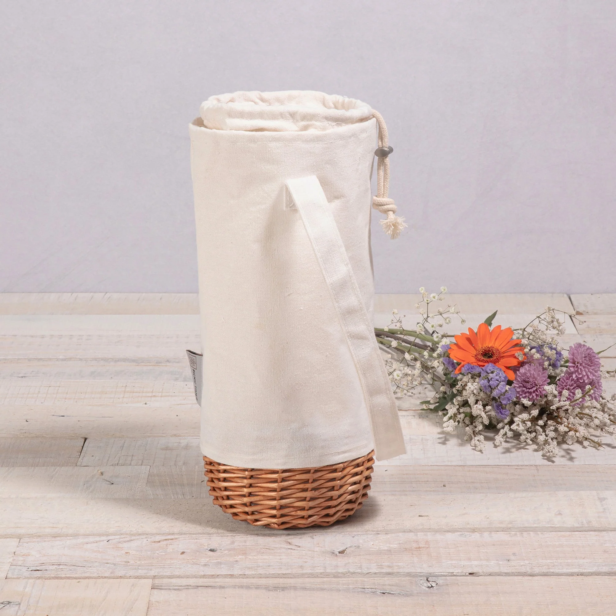 Malbec Insulated Canvas and Willow Wine Bottle Basket - Image 7