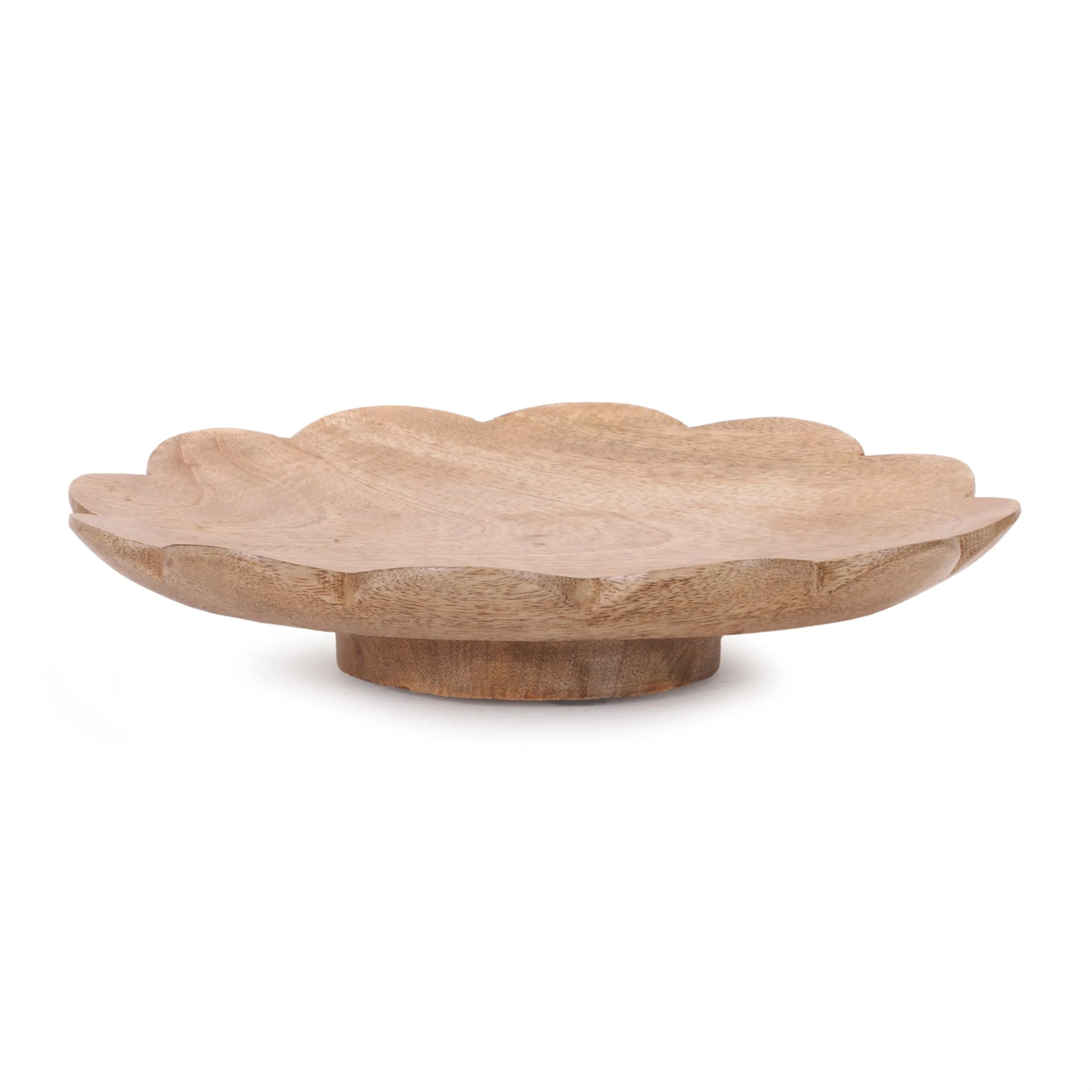 Mango wood flower bowl on pedestal 9"d - Image 4