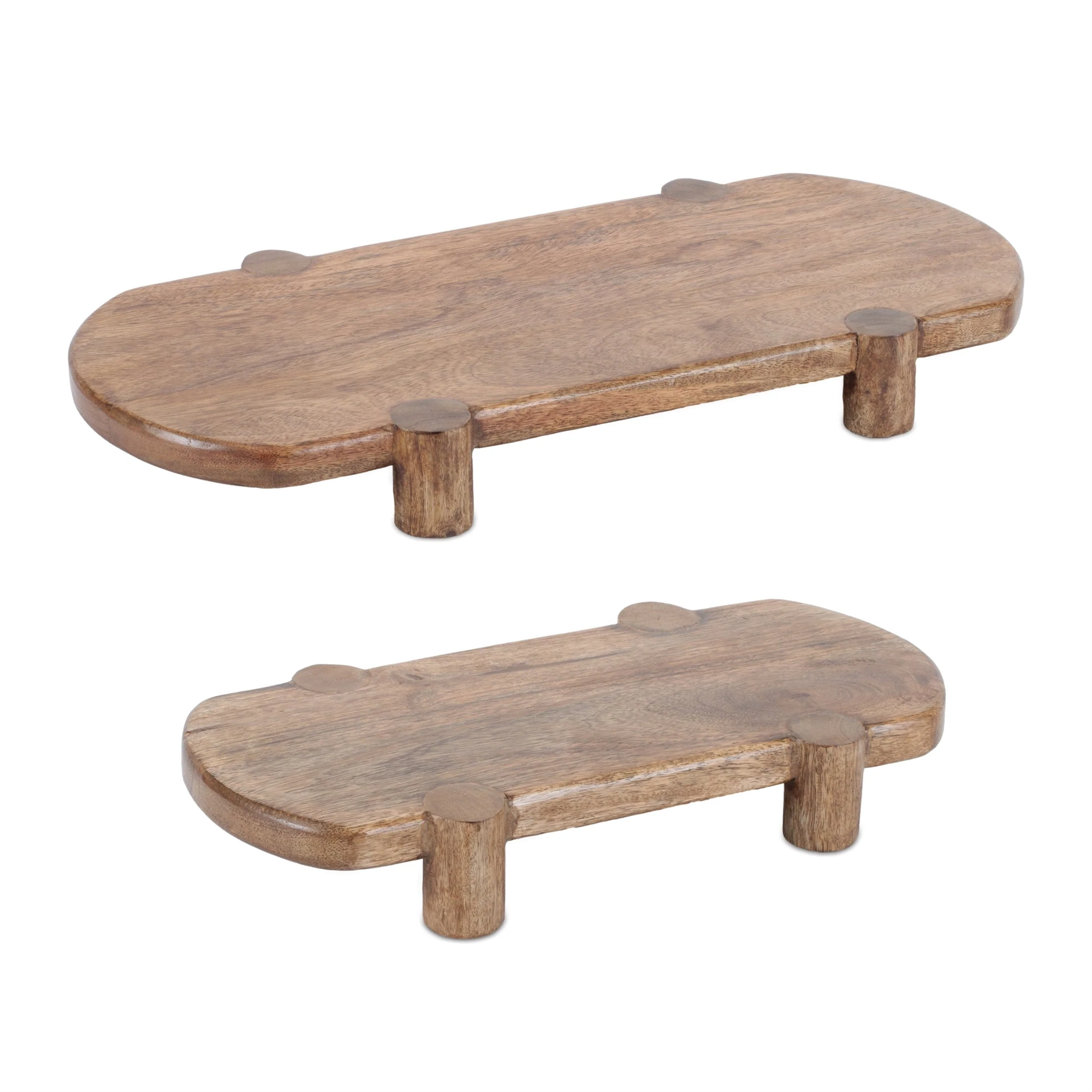 Mango Wood Pedestal Tray (Set of 2) - Image 3