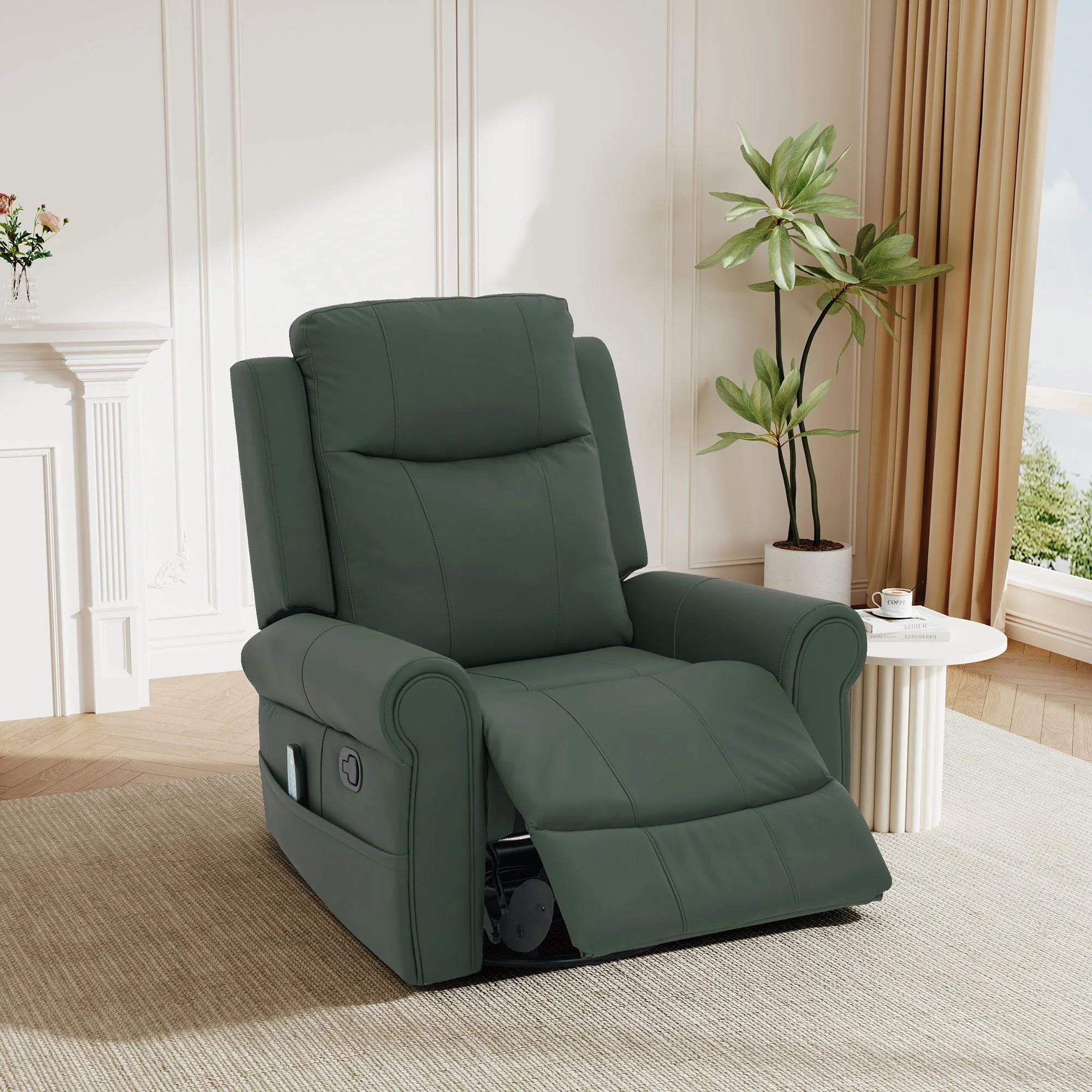 Manual Recliner Chair with 270-Degree Swivel, Massage, Heating, and Dual Reclining Positions - Image 6