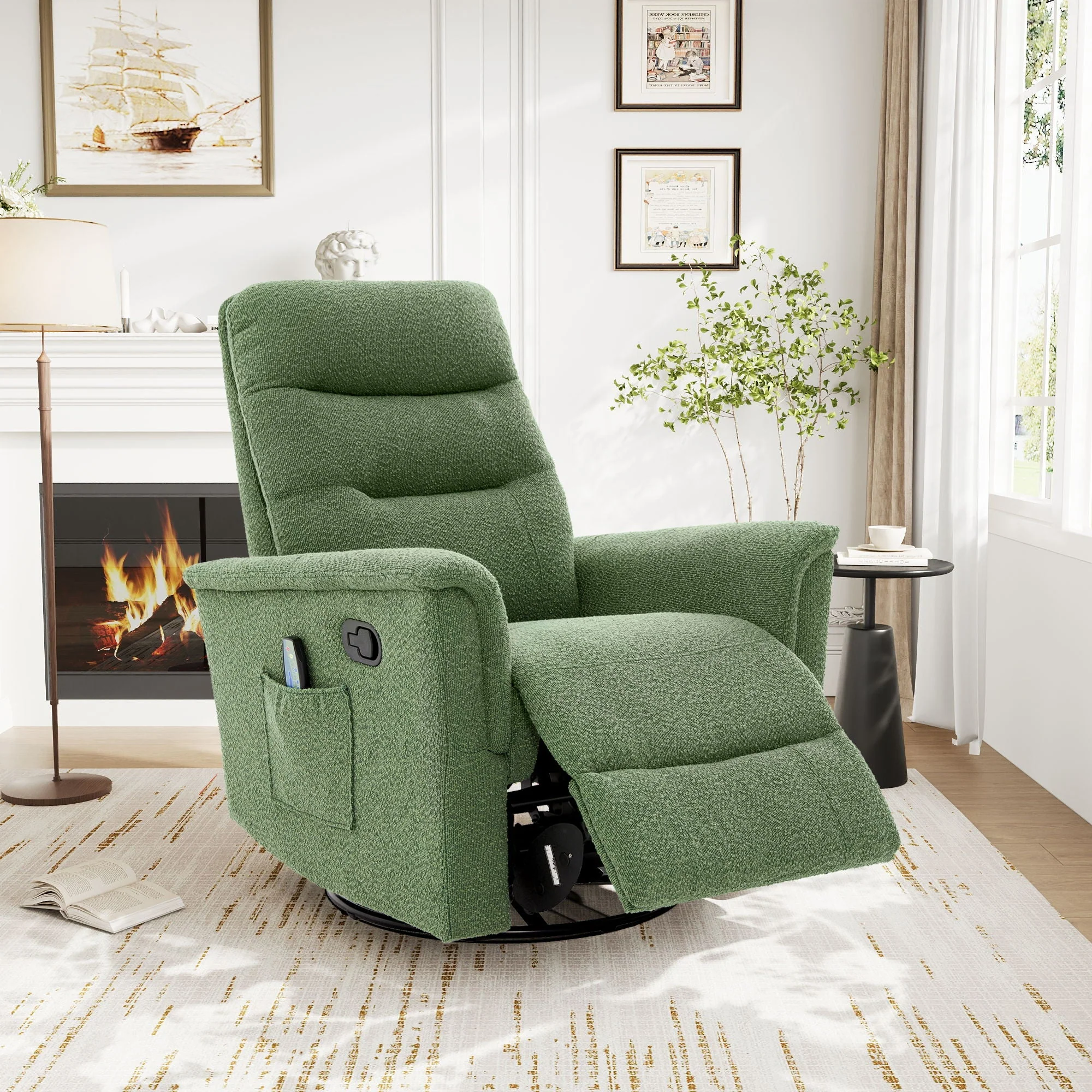 Manual Recliner Chair With 8-Point Massage and Swivel Function - Image 6