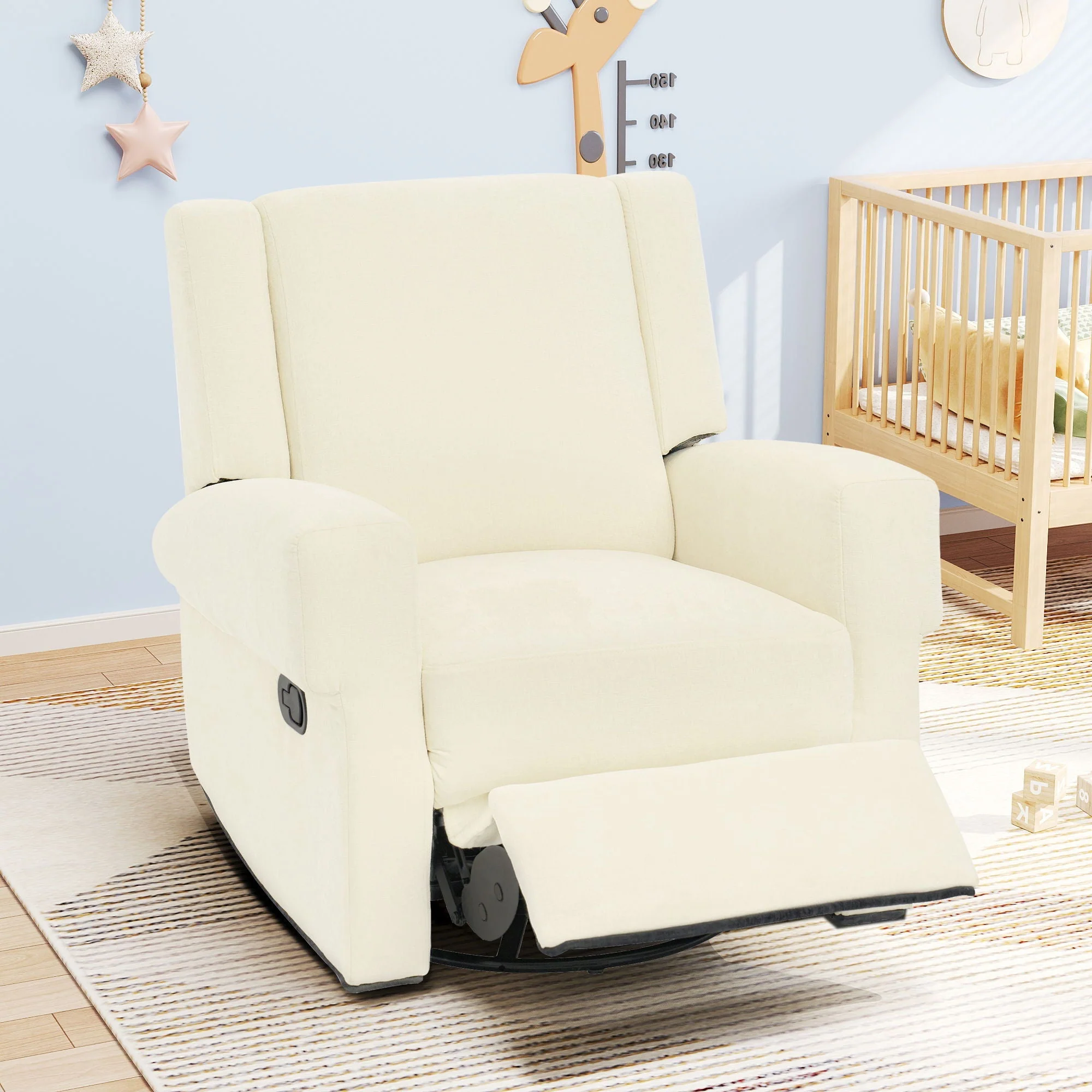 Manual Recliner Chair With Swivel Rocker Function, Dual Recline Angles - Image 4