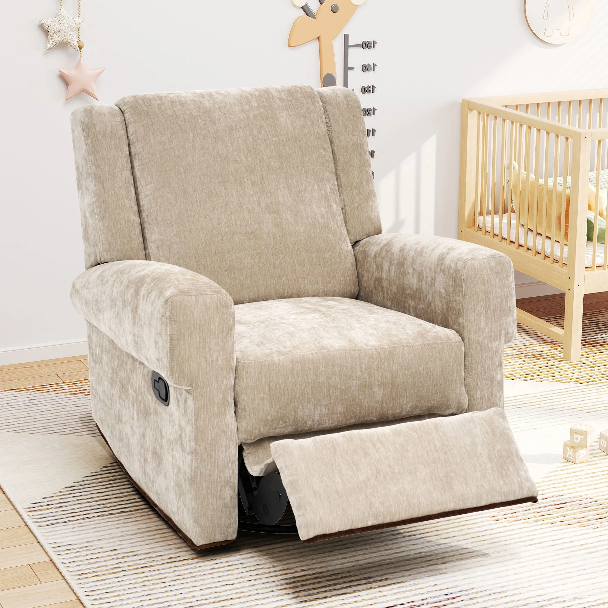 Manual Recliner Chair With Swivel Rocker Function, Dual Recline Angles - Image 7