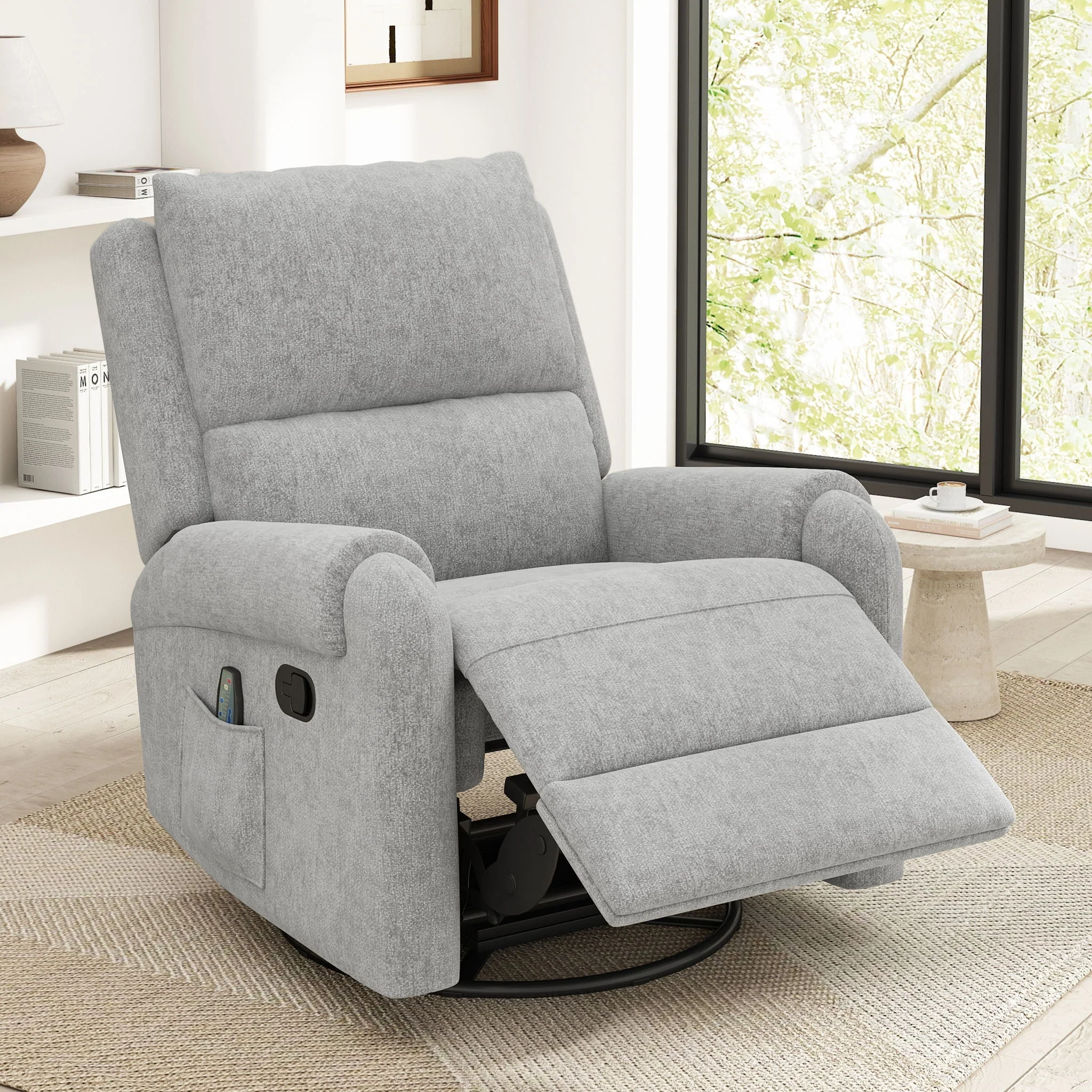 Manual Recliner Massage Chair with Swivel Rocker and 8 Massage Modes - Image 10