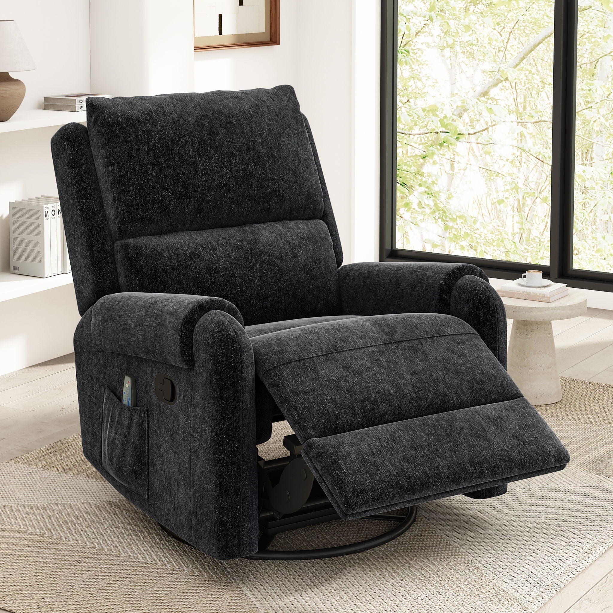 Manual Recliner Massage Chair with Swivel Rocker and 8 Massage Modes - Image 12