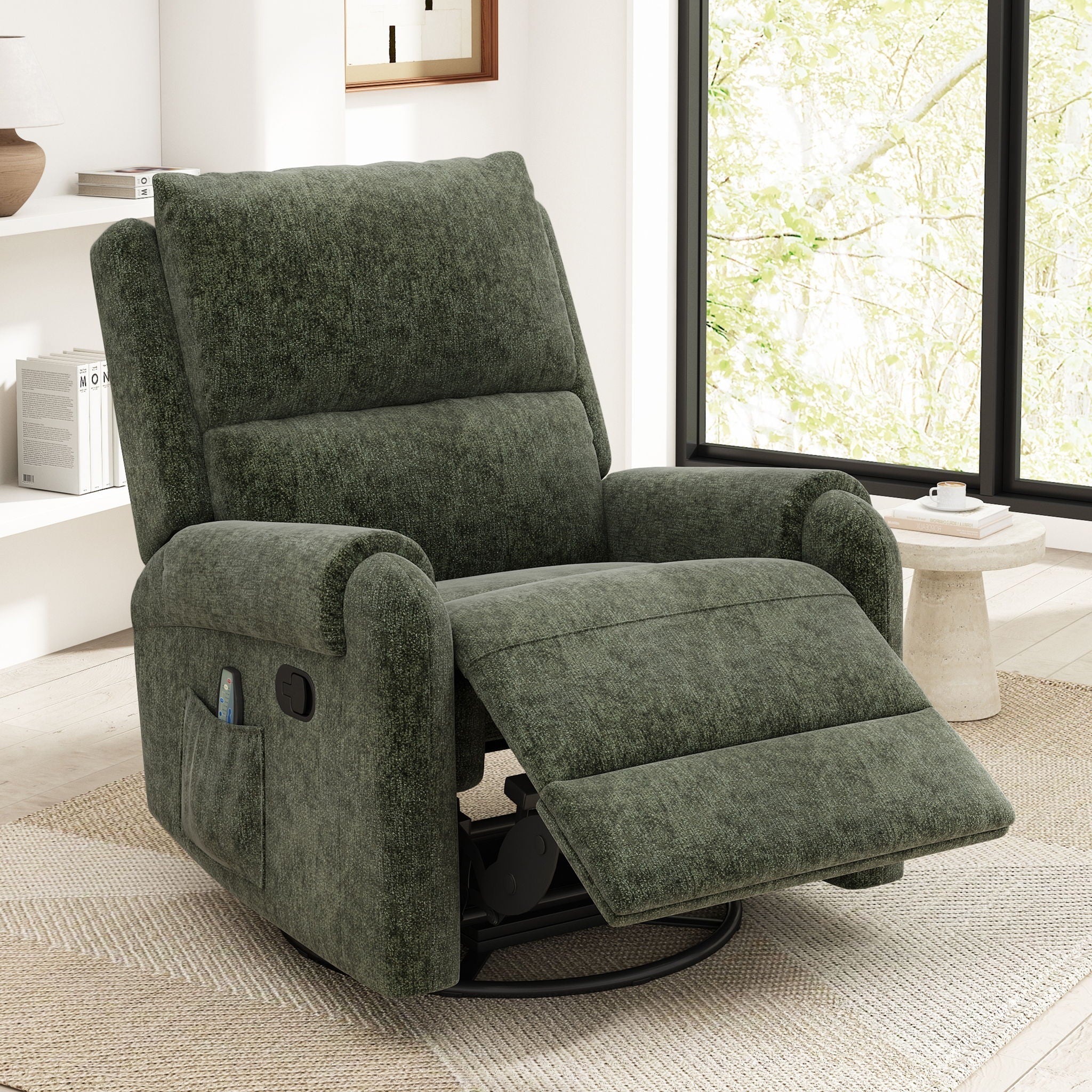 Manual Recliner Massage Chair with Swivel Rocker and 8 Massage Modes - Image 14