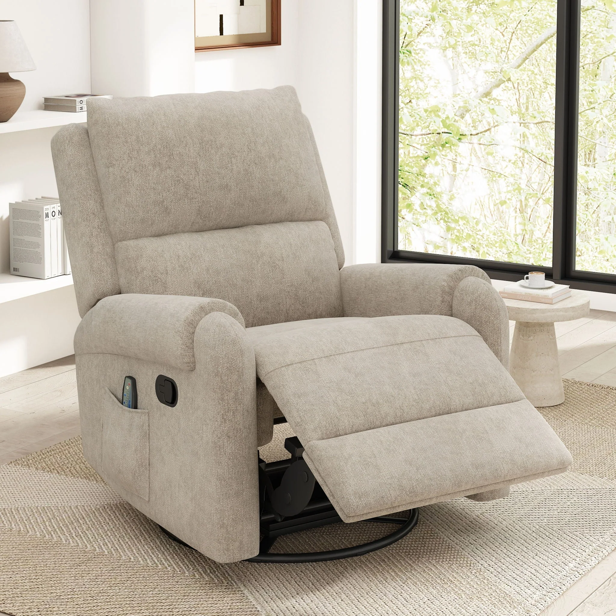 Manual Recliner Massage Chair with Swivel Rocker and 8 Massage Modes - Image 8