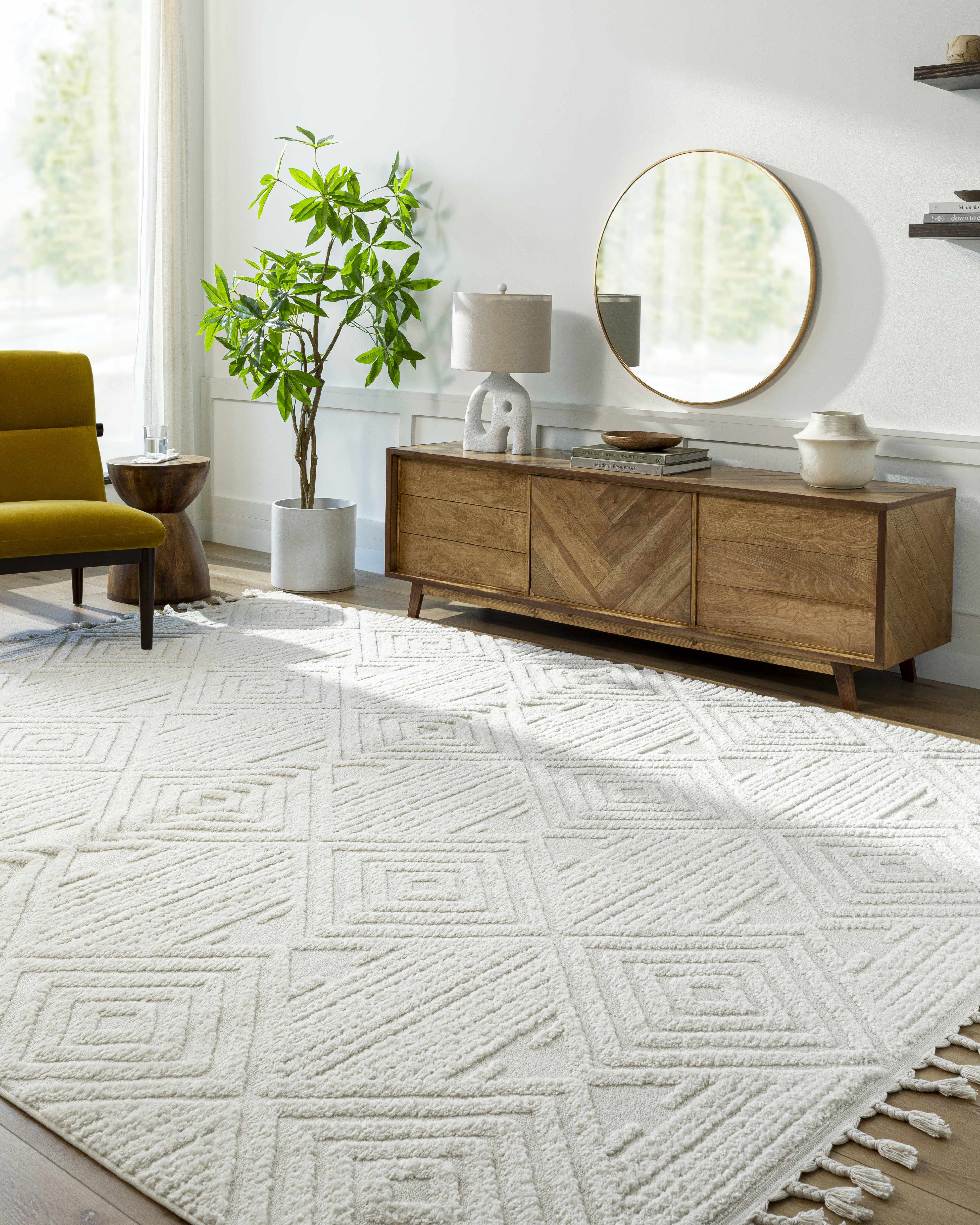 Manyas 3D Bone Area Rug with Tassels - Image 10