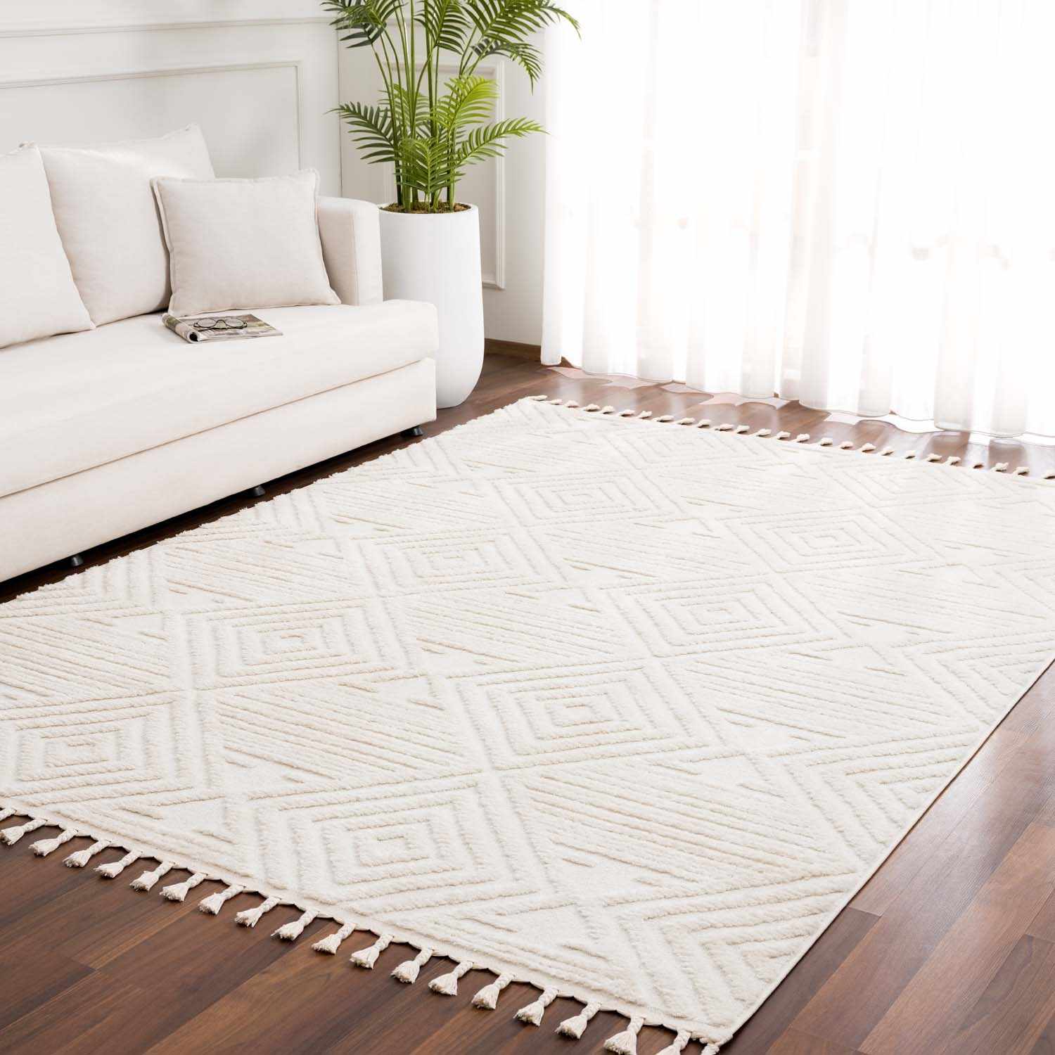 Manyas 3D Bone Area Rug with Tassels - Image 13
