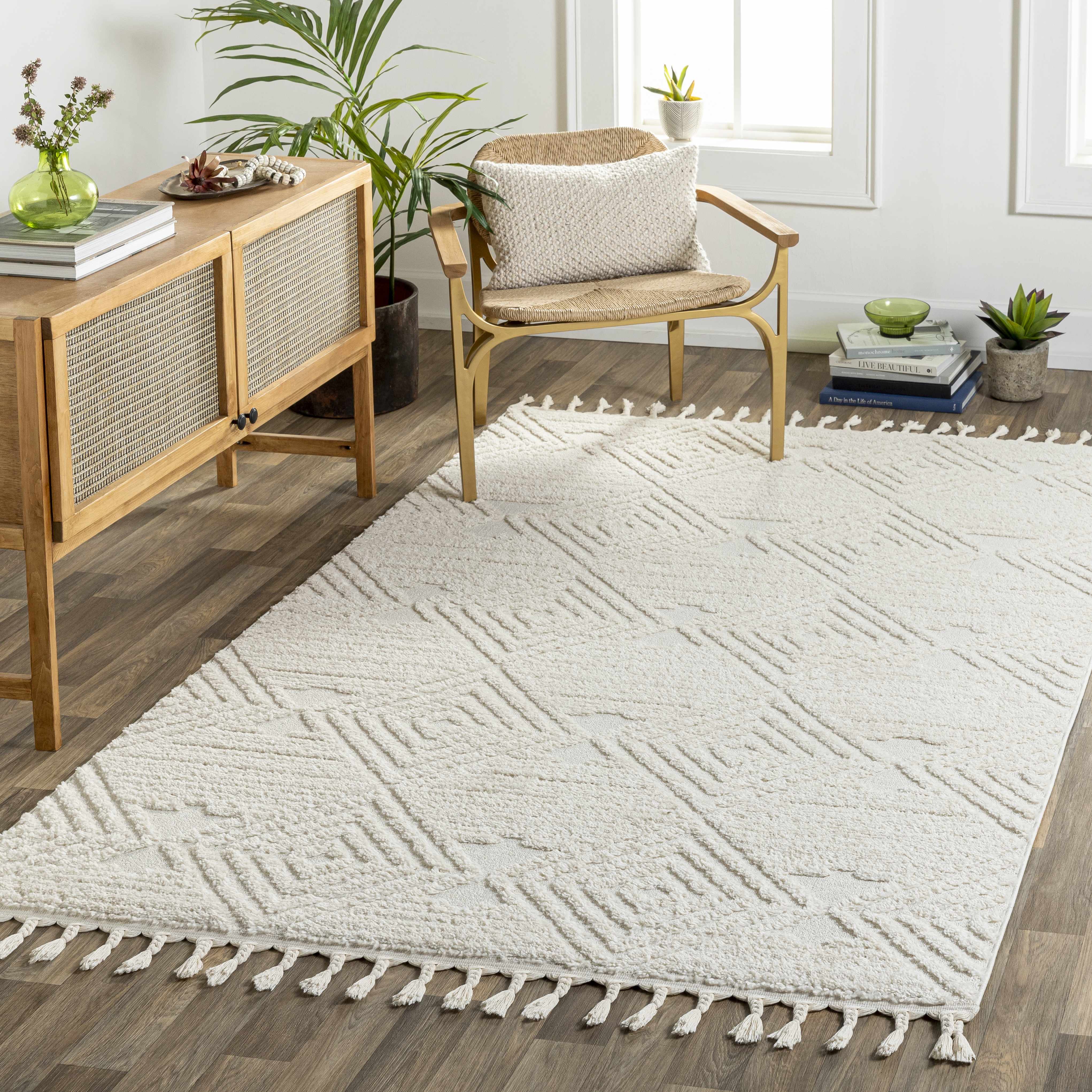 Manyas 3D Bone Area Rug with Tassels - Image 14