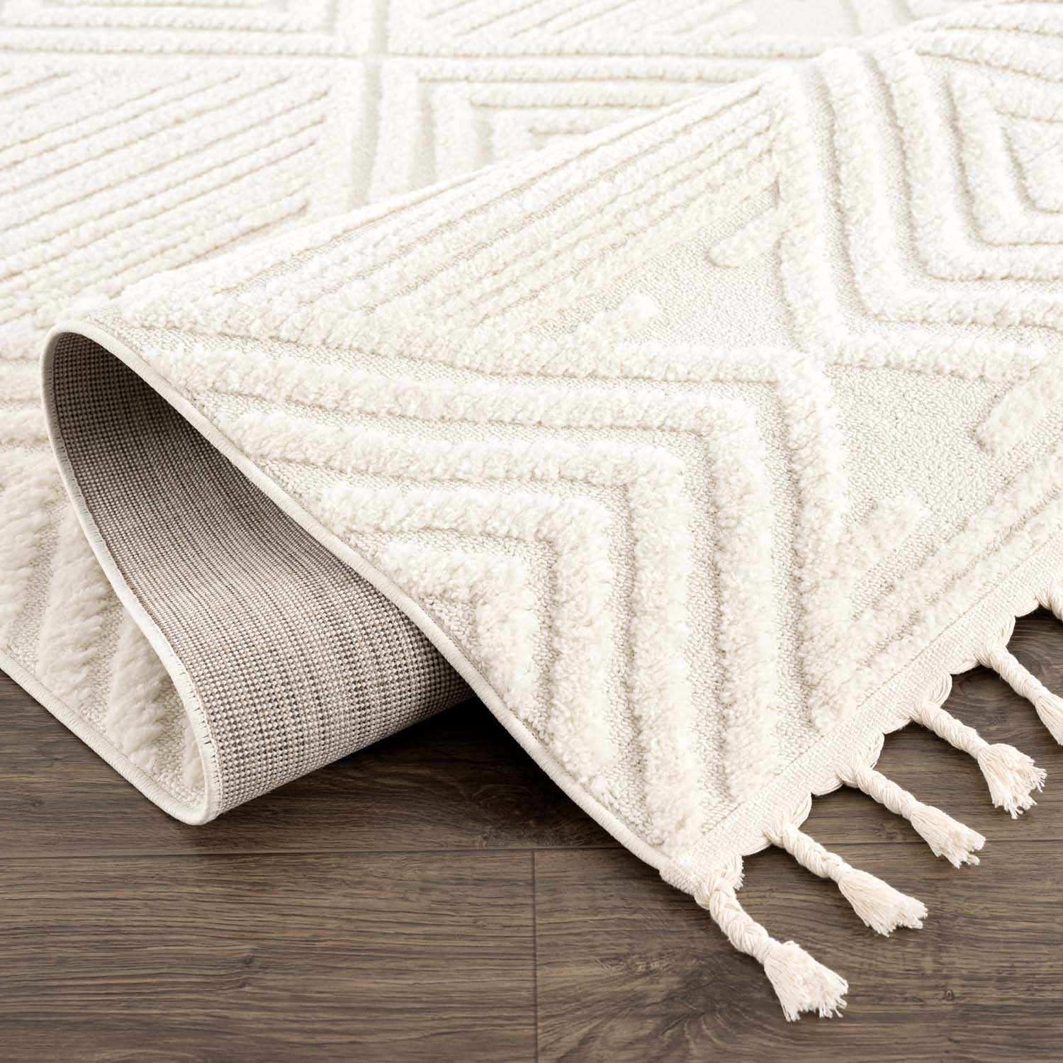 Manyas 3D Bone Area Rug with Tassels - Image 8