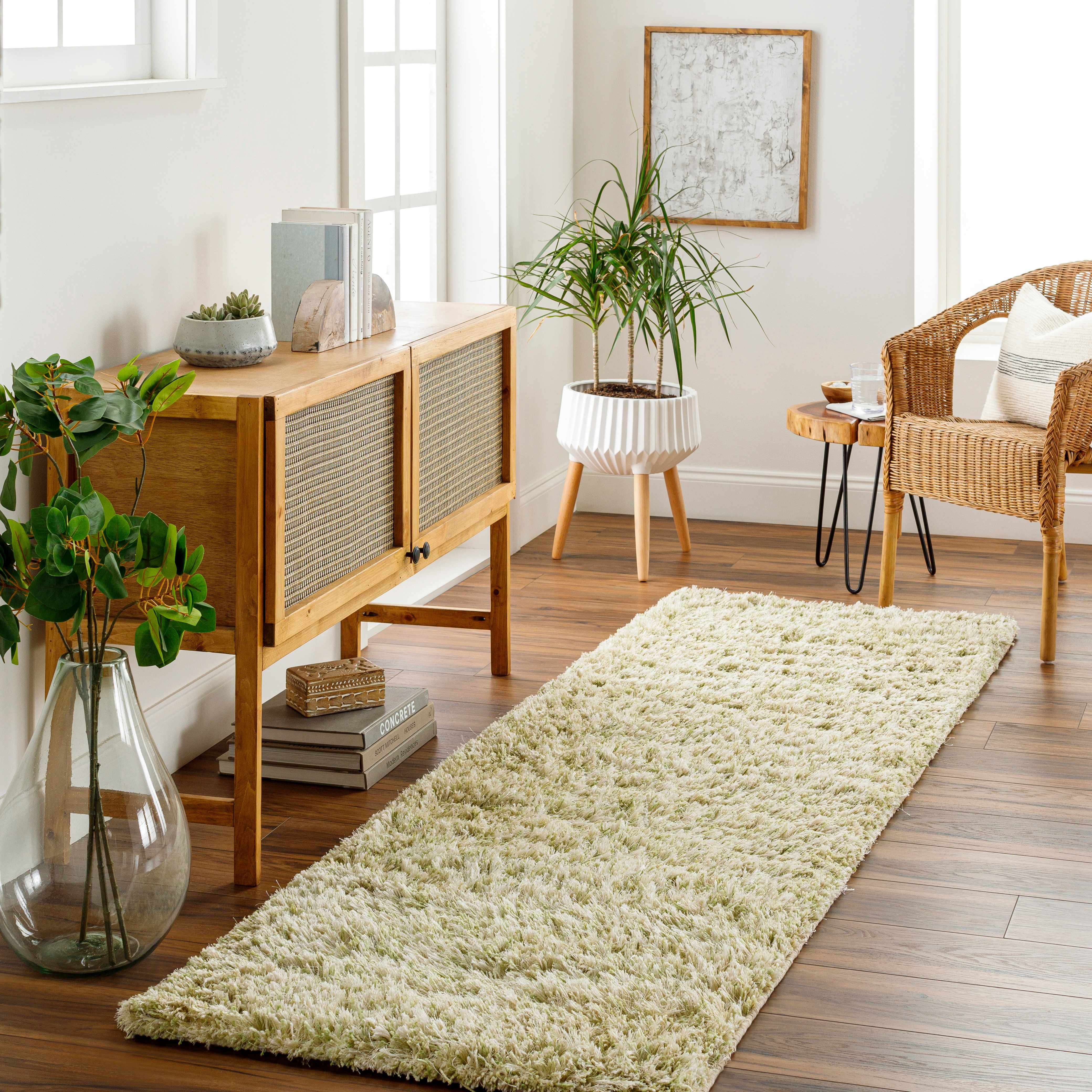Marao Solid Grass Green Plush Rug - Clearance - Image 10
