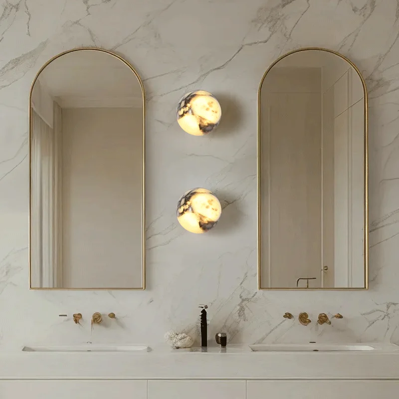 Marble Ball Wall Lamp LED Natural Stone Sconce for Bedroom Living Room Hallway - Image 4